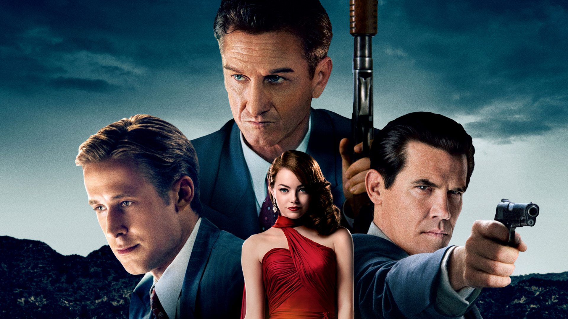 Gangster Squad: Sean Penn, Ryan Gosling, Emma Stone, Josh Brolin HD Wallpaper