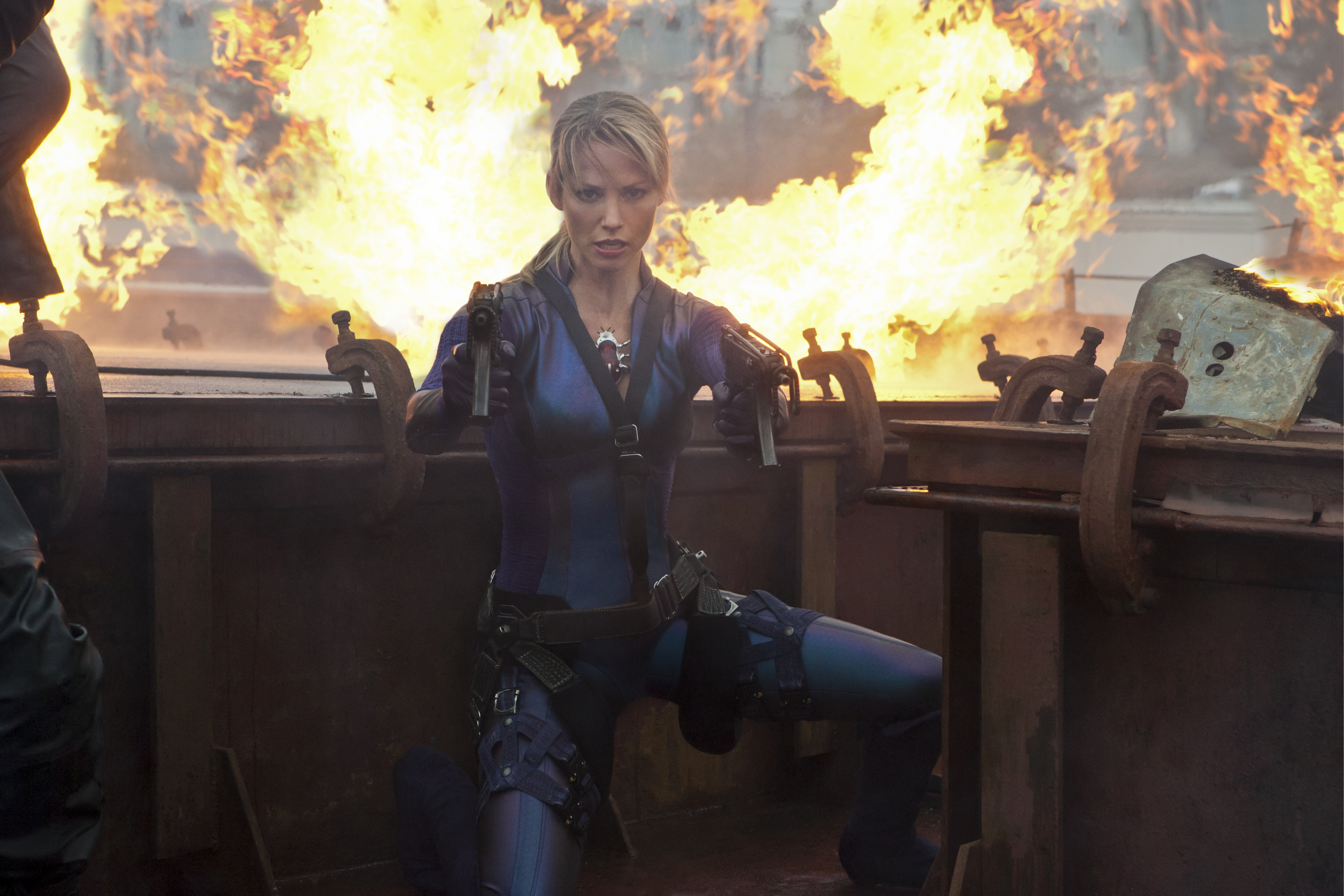 Jill Valentine from Resident Evil with explosions HD Wallpaper