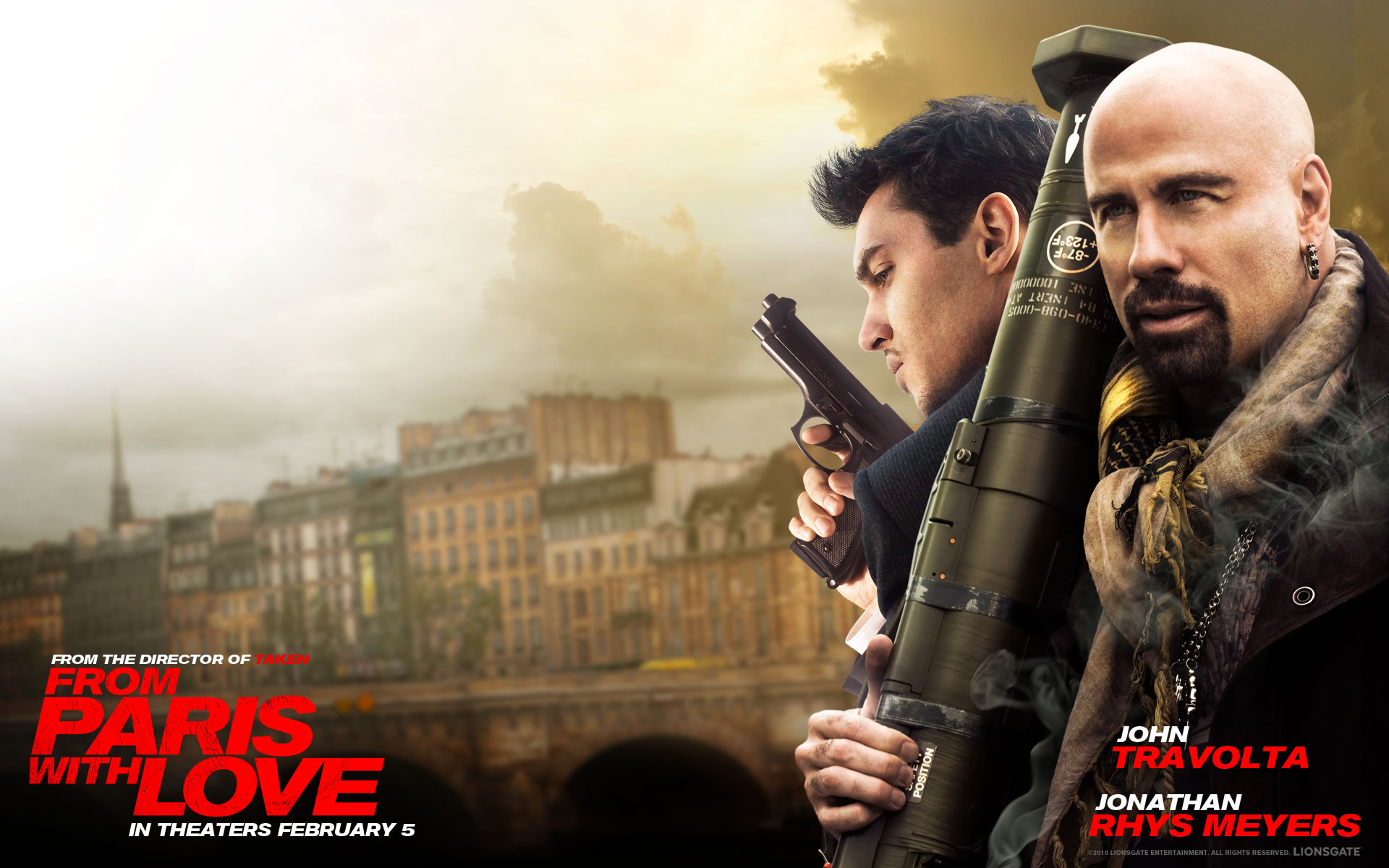 From Paris with Love John Travolta Jonathan Rhys Meyers HD Wallpaper