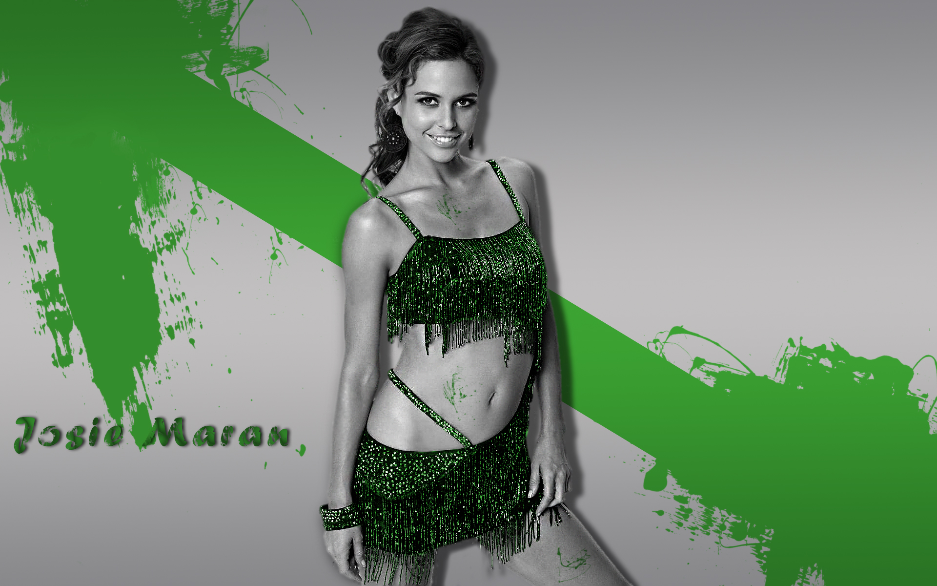 Josie Maran in a green costume HD Wallpaper