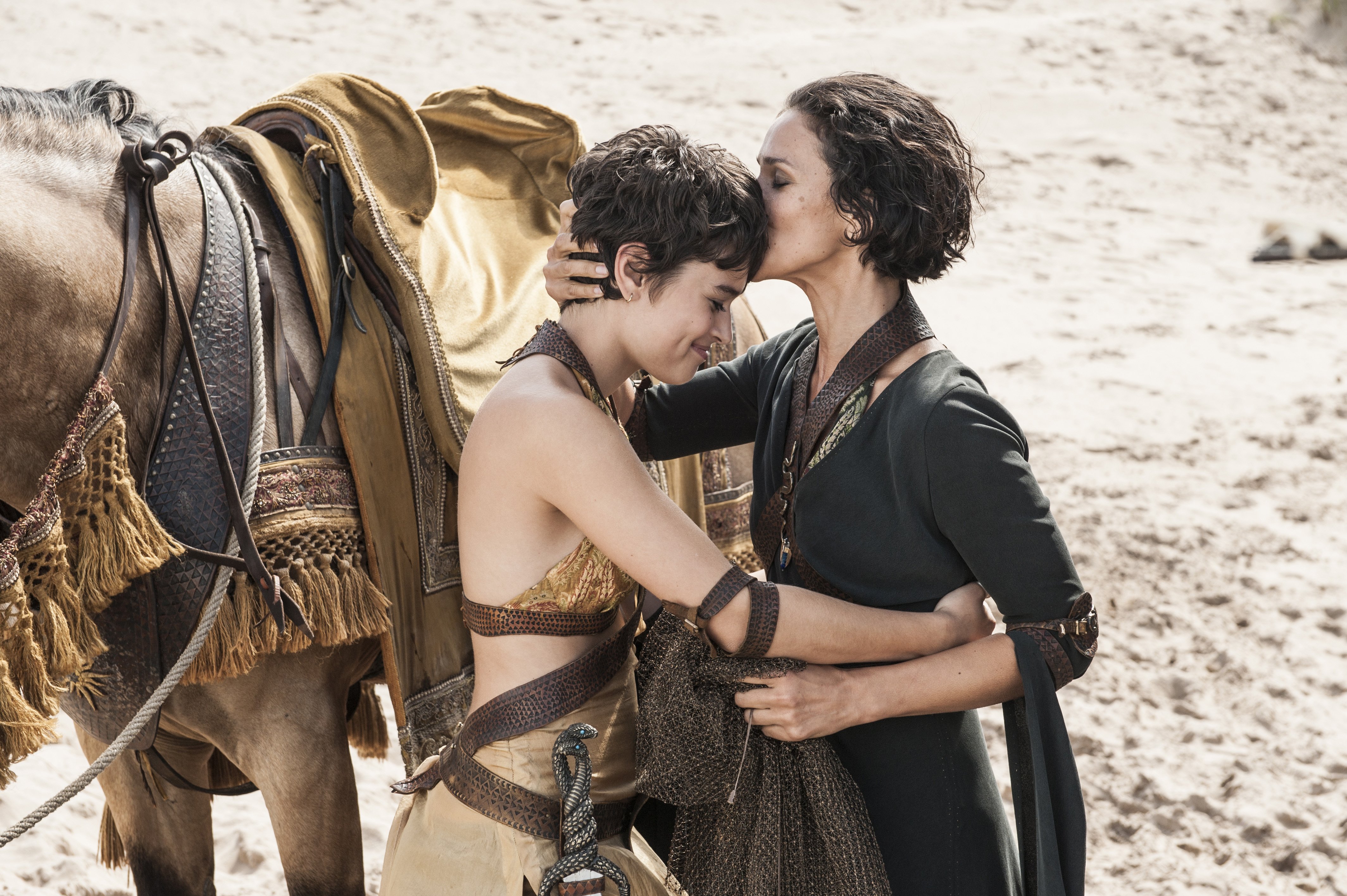 Indira Varma and a young woman with a horse HD Wallpaper