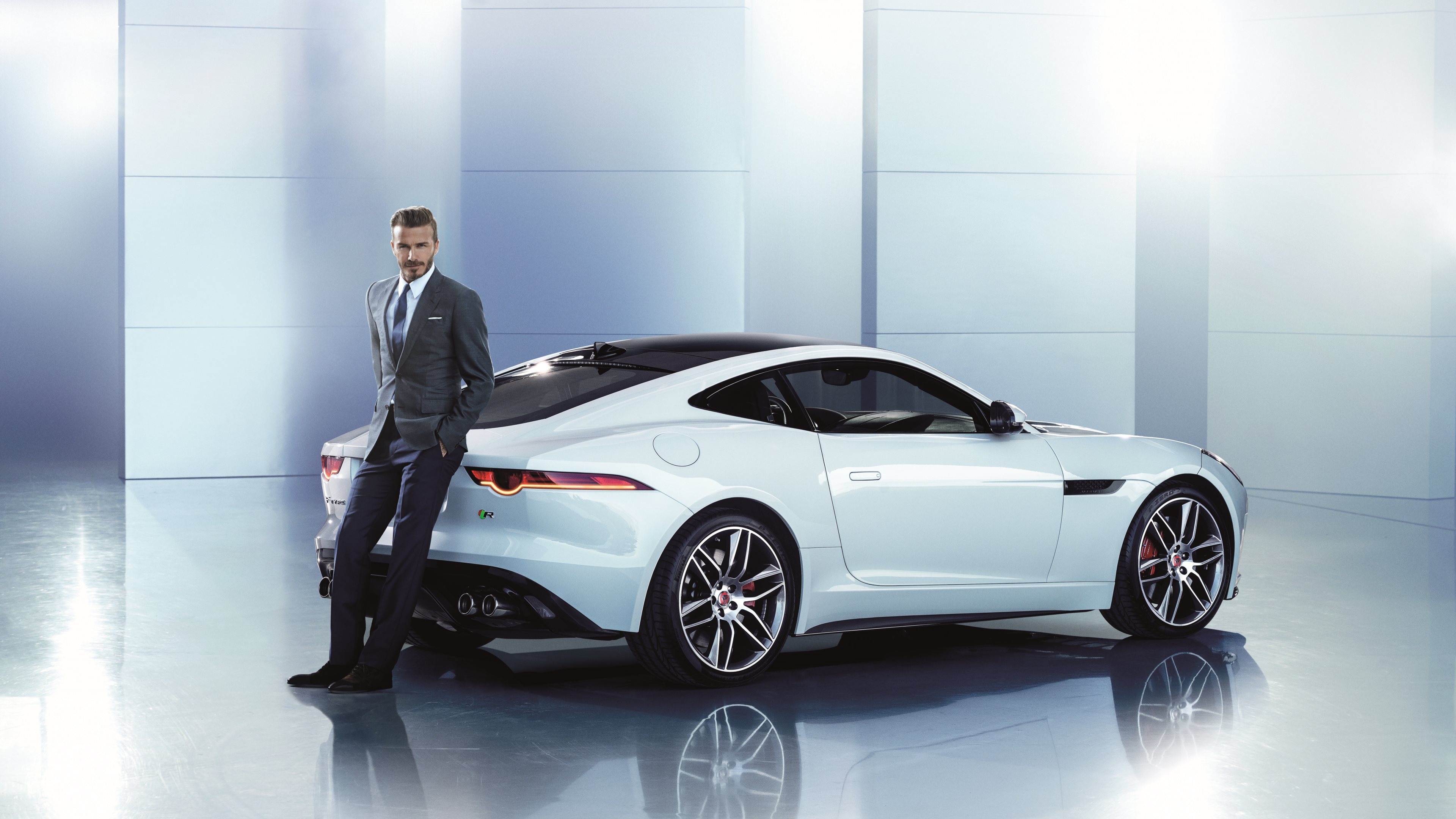 David Beckham with Jaguar F-Type HD Wallpaper