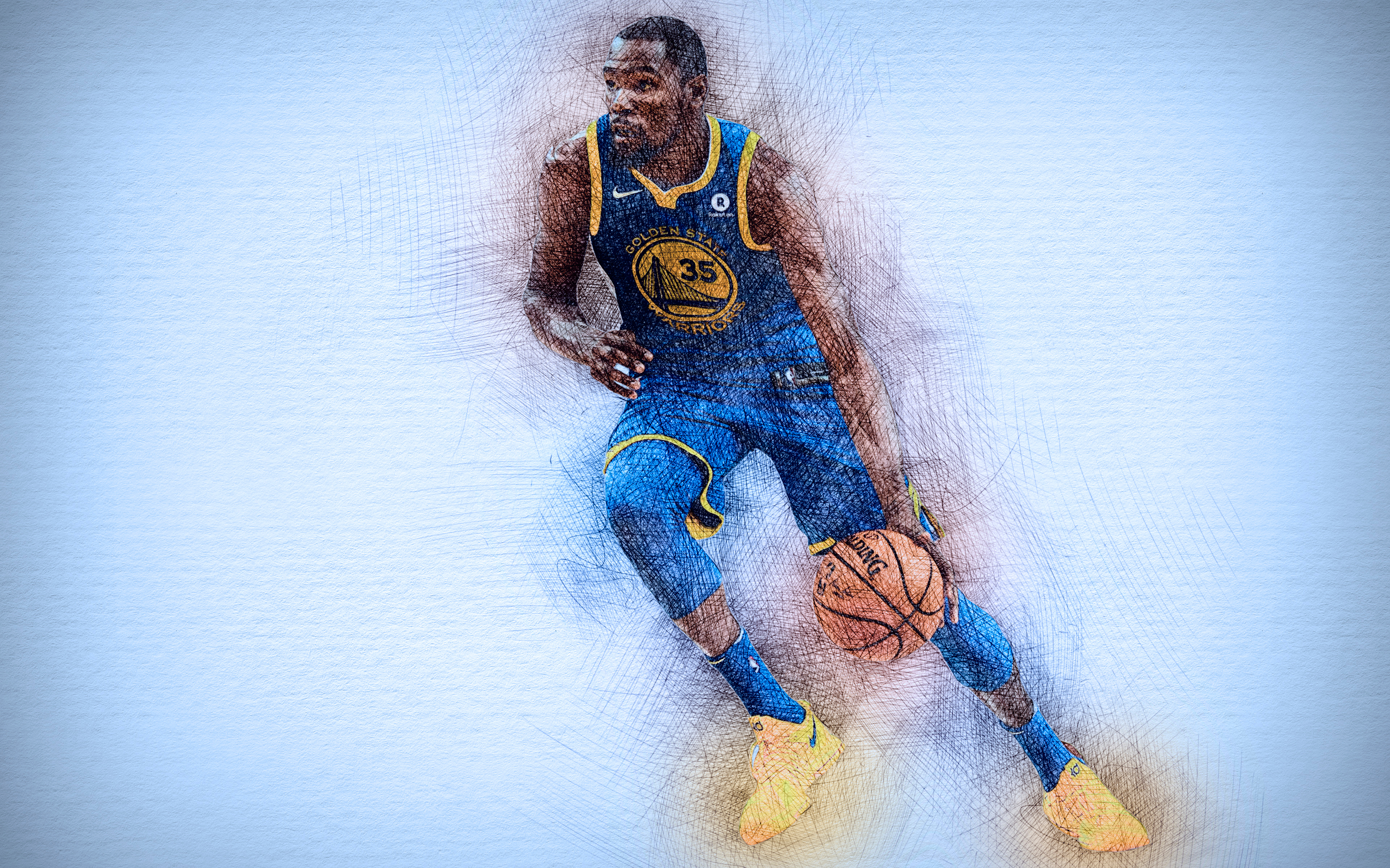 Kevin Durant dribbling a basketball HD Wallpaper