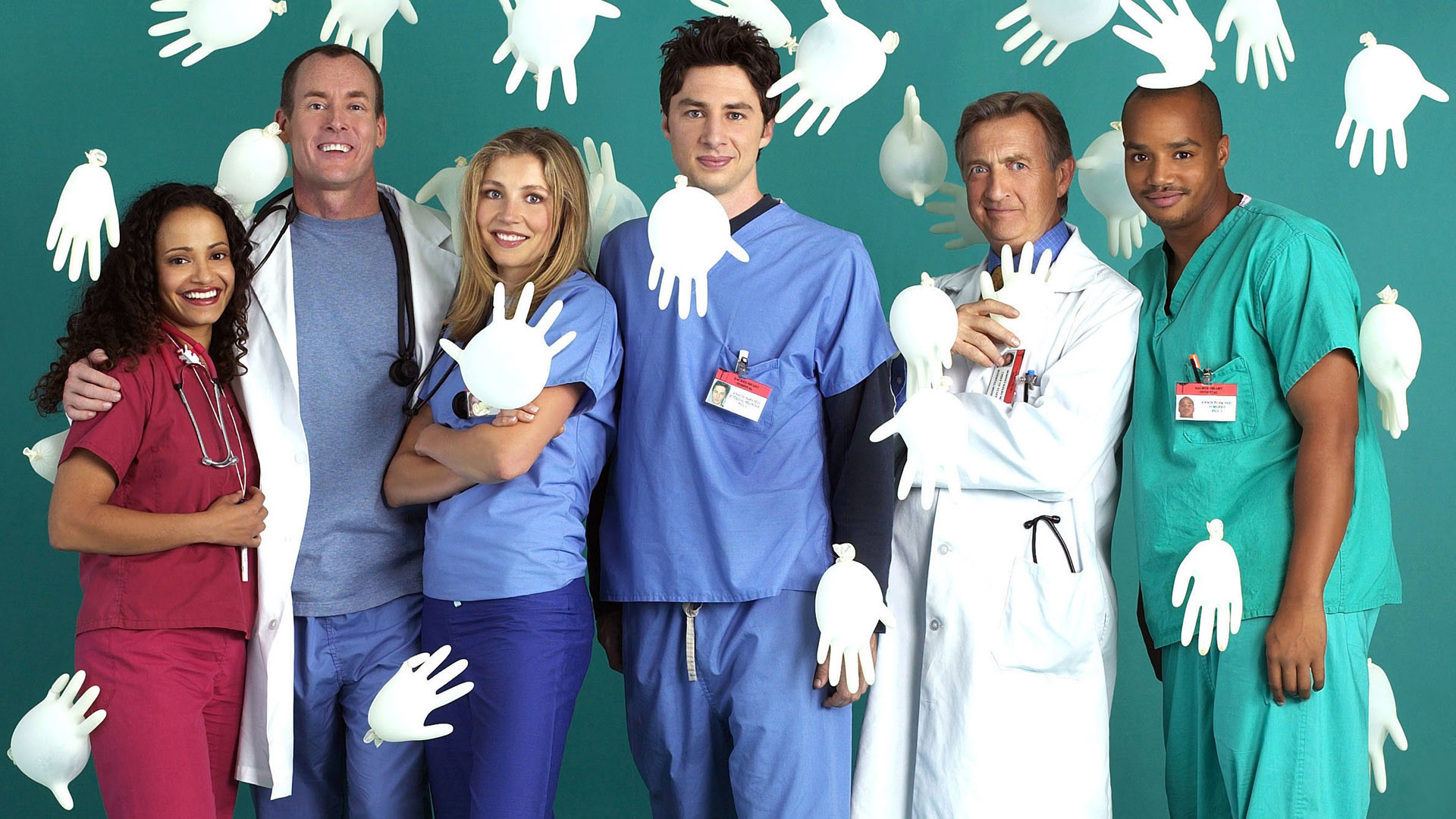 Scrubs cast with white gloves HD Wallpaper