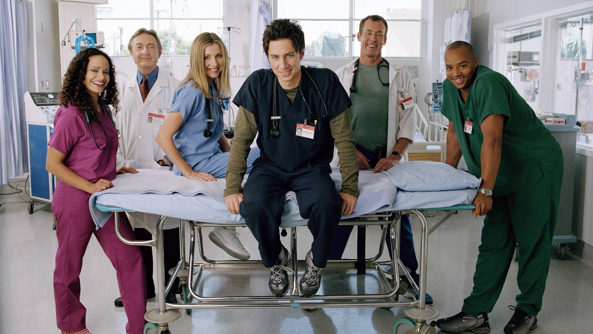 Scrubs cast on a gurney HD Wallpaper