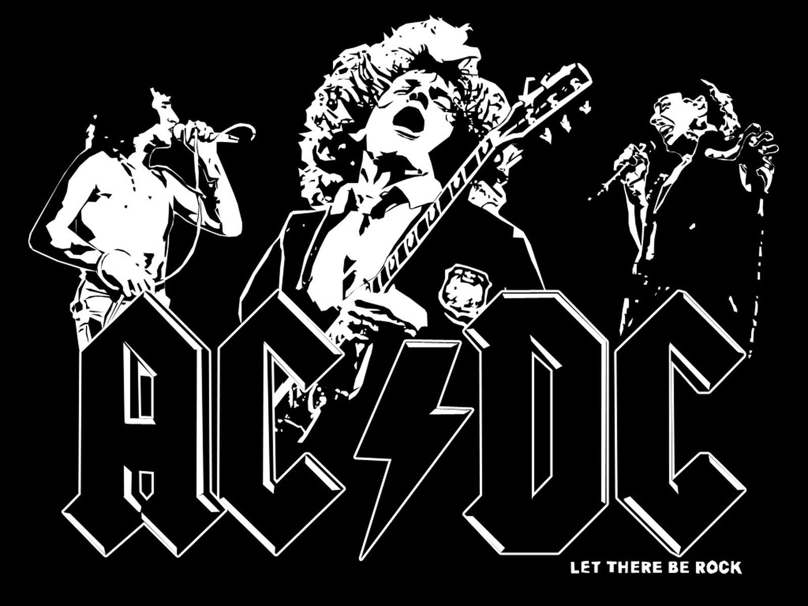 AC/DC band members performing live with logo HD Wallpaper