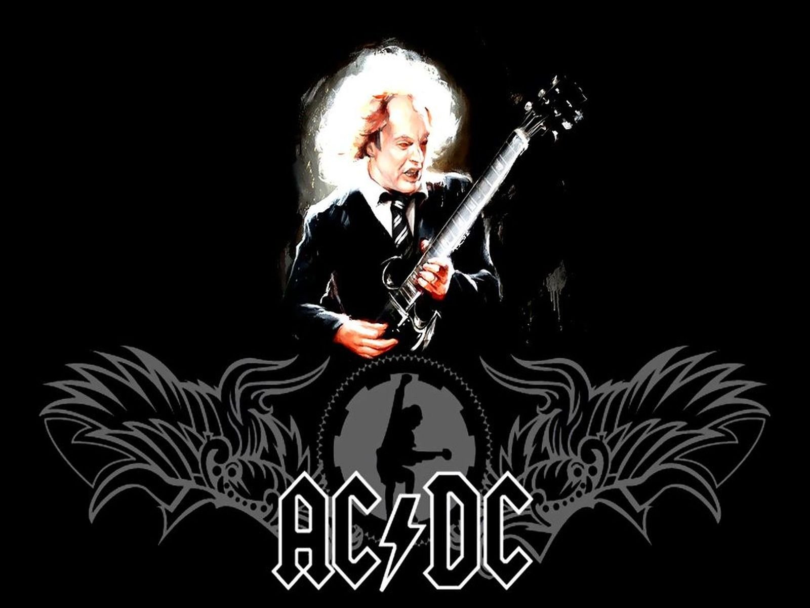 Angus Young from AC/DC playing guitar HD Wallpaper