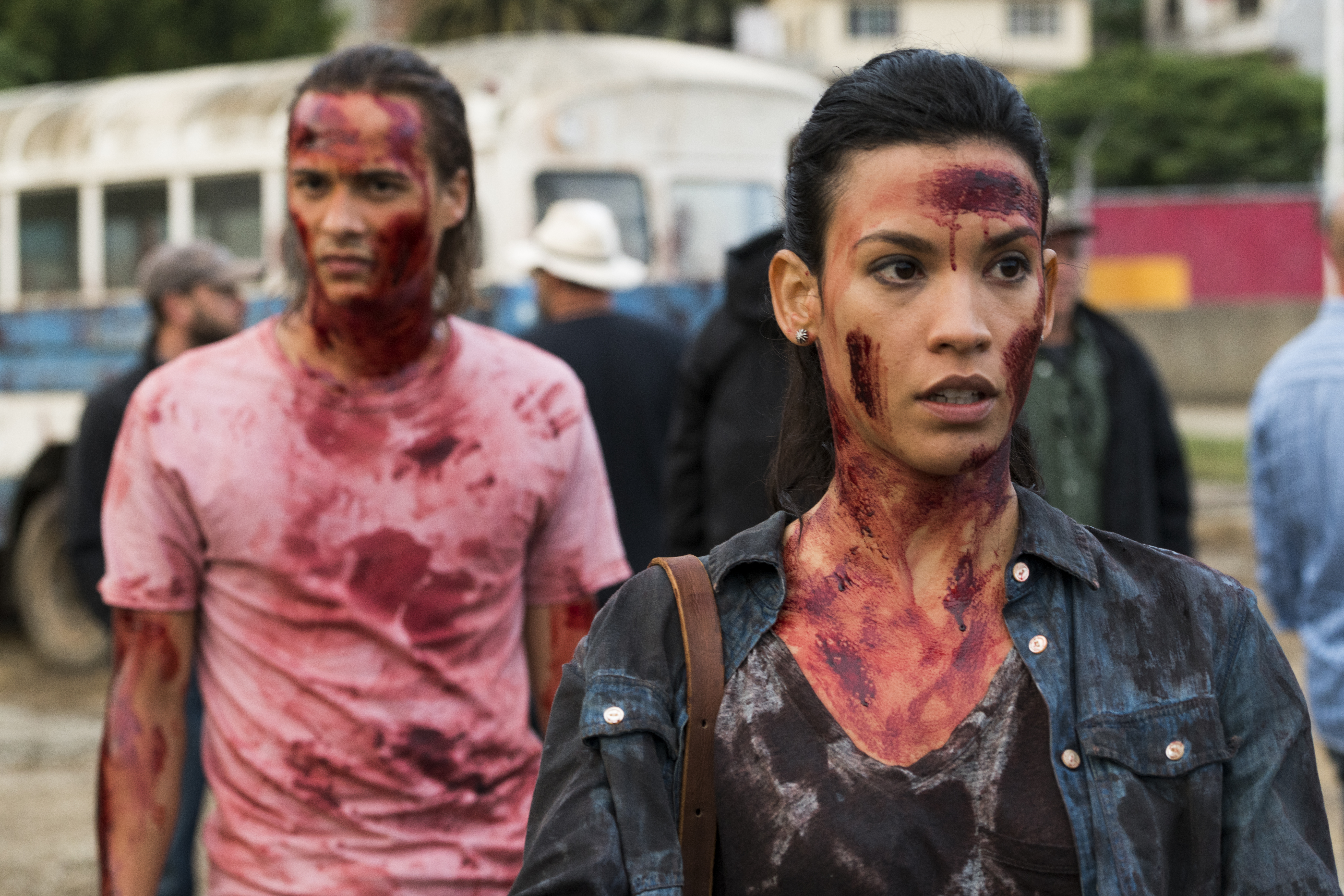 Nick Clark and woman covered in blood HD Wallpaper