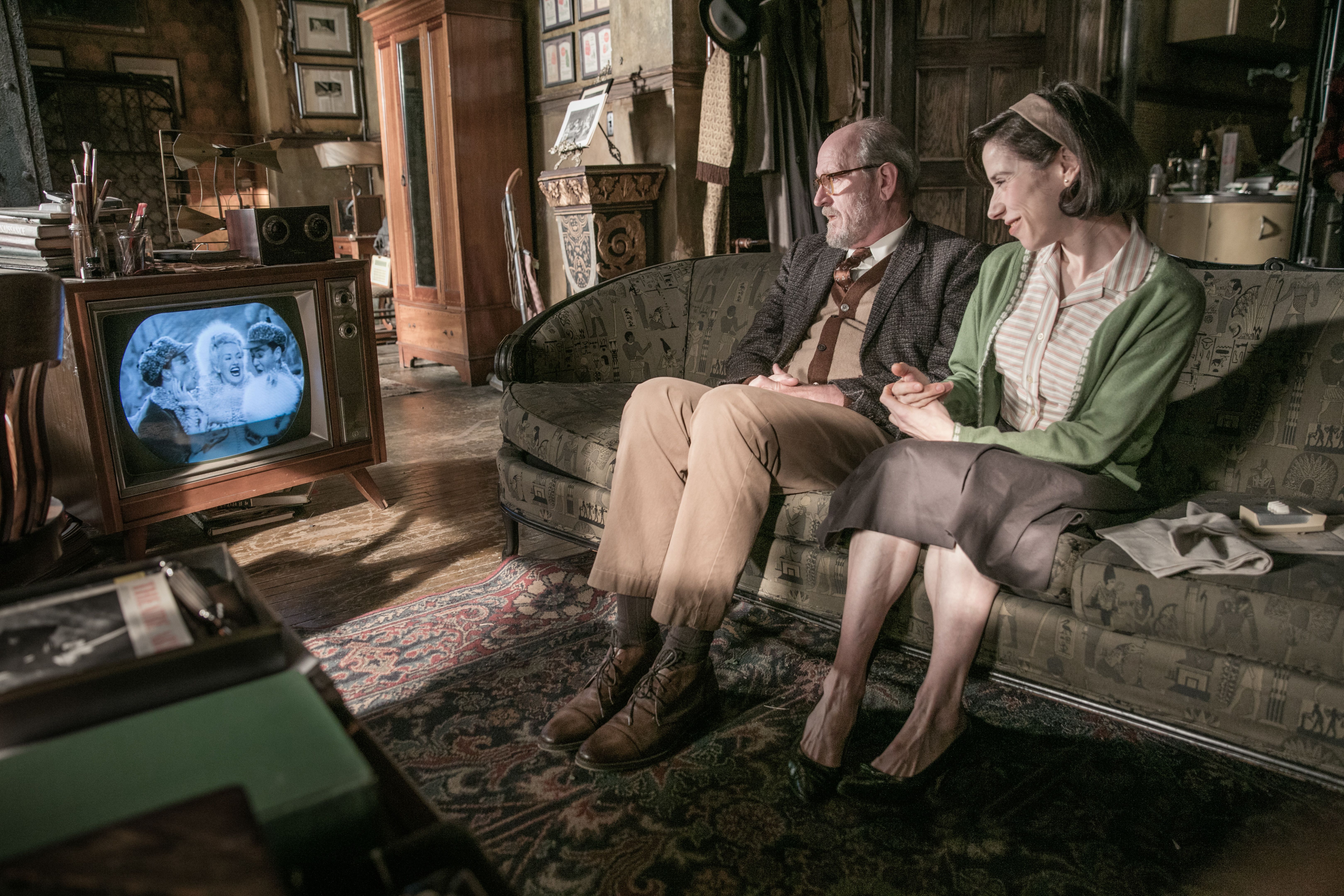 Sally Hawkins and man watching TV HD Wallpaper