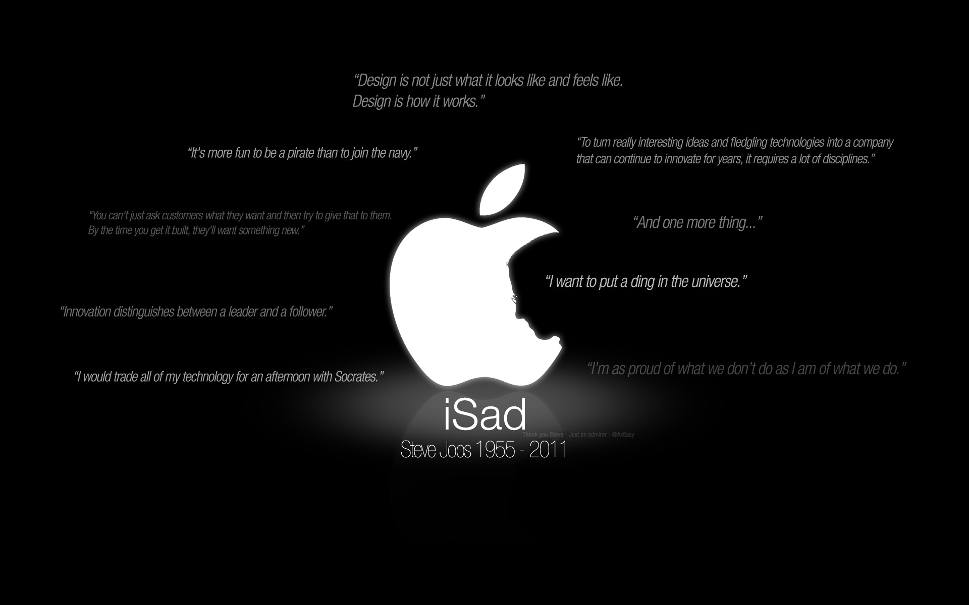 Steve Jobs quotes on Apple logo HD Wallpaper