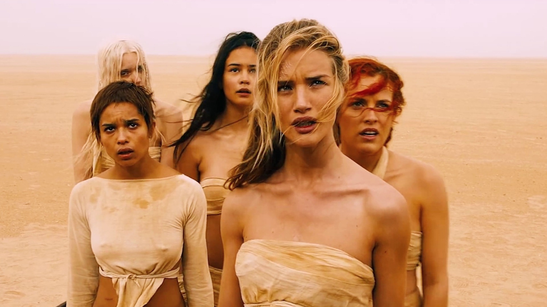 Five women in a desert landscape HD Wallpaper