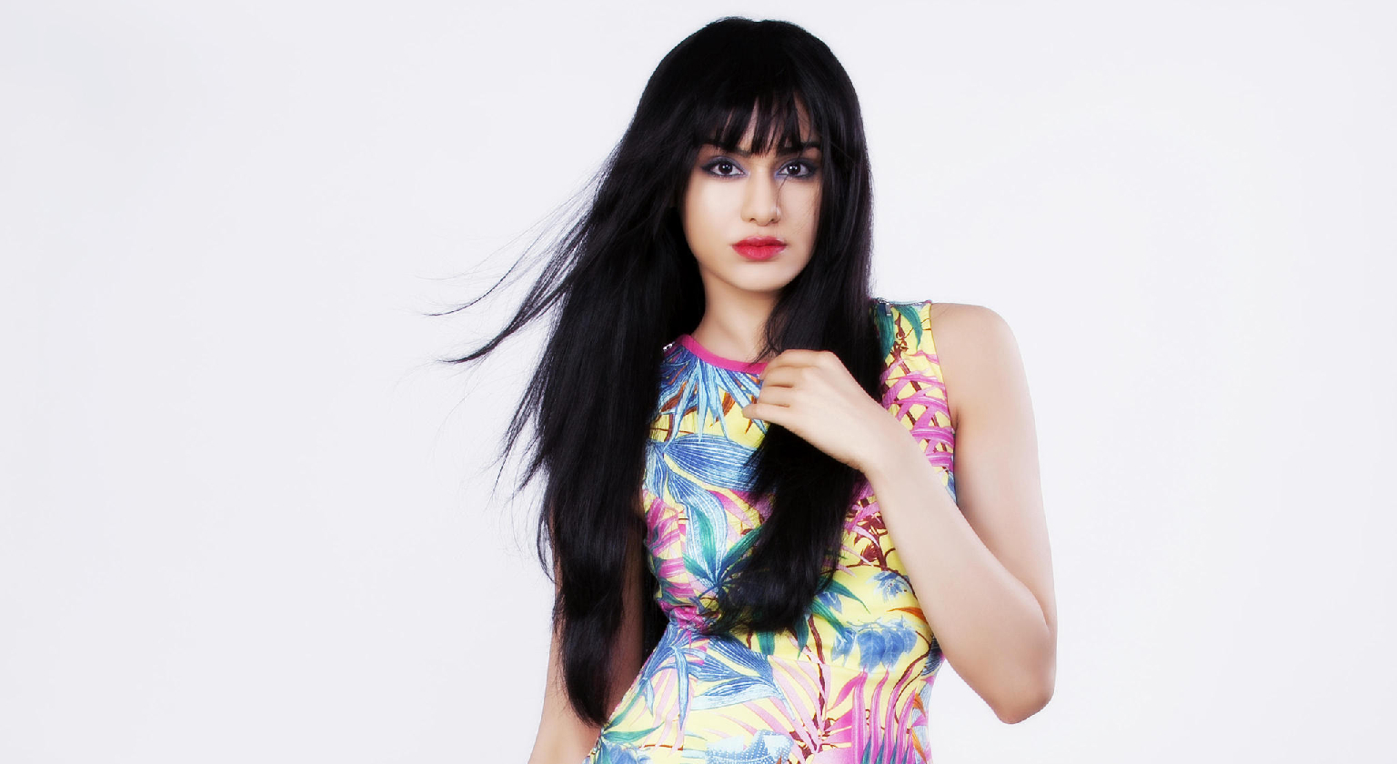 Adah Sharma in a colorful dress HD Wallpaper
