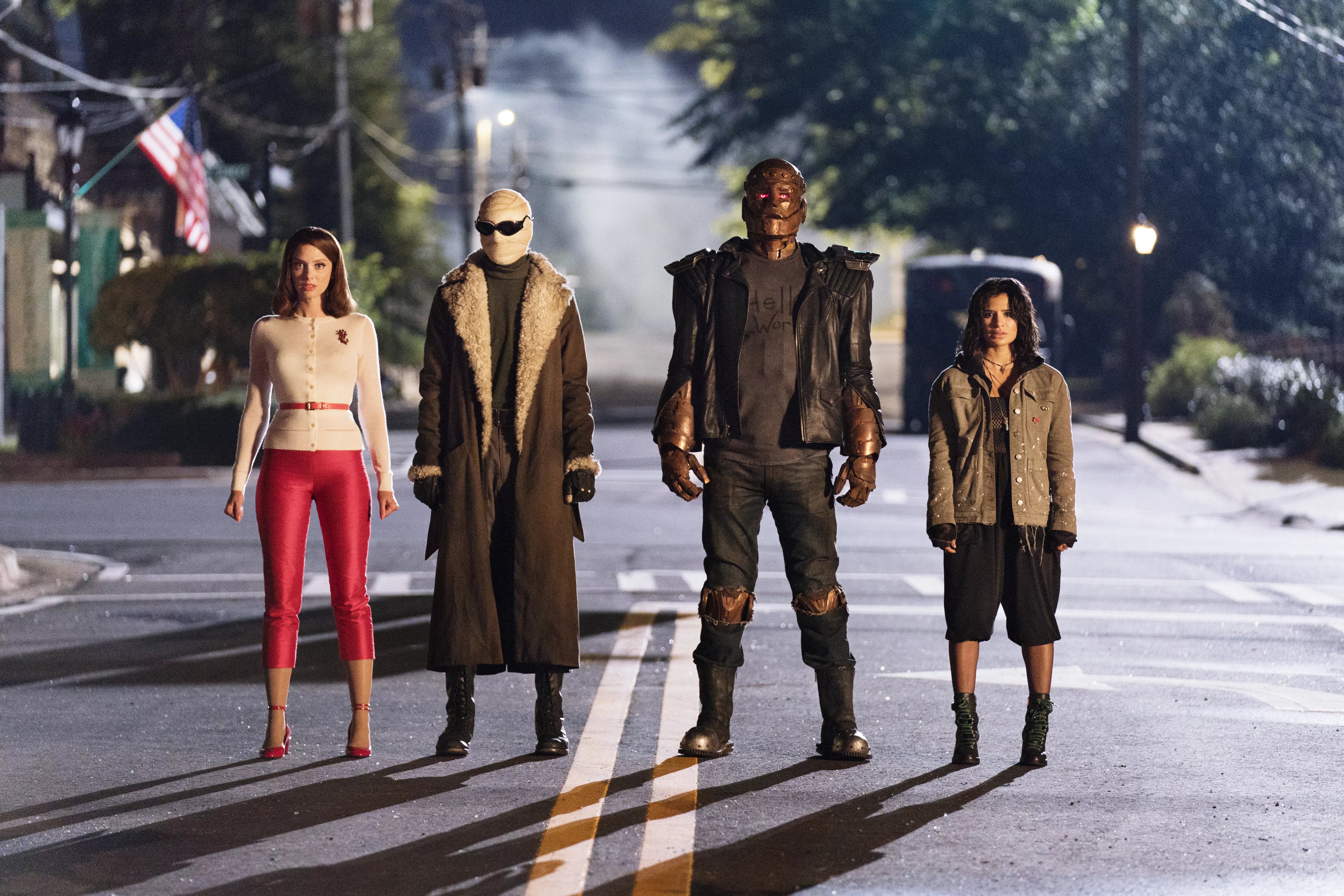 Doom Patrol characters on a street HD Wallpaper