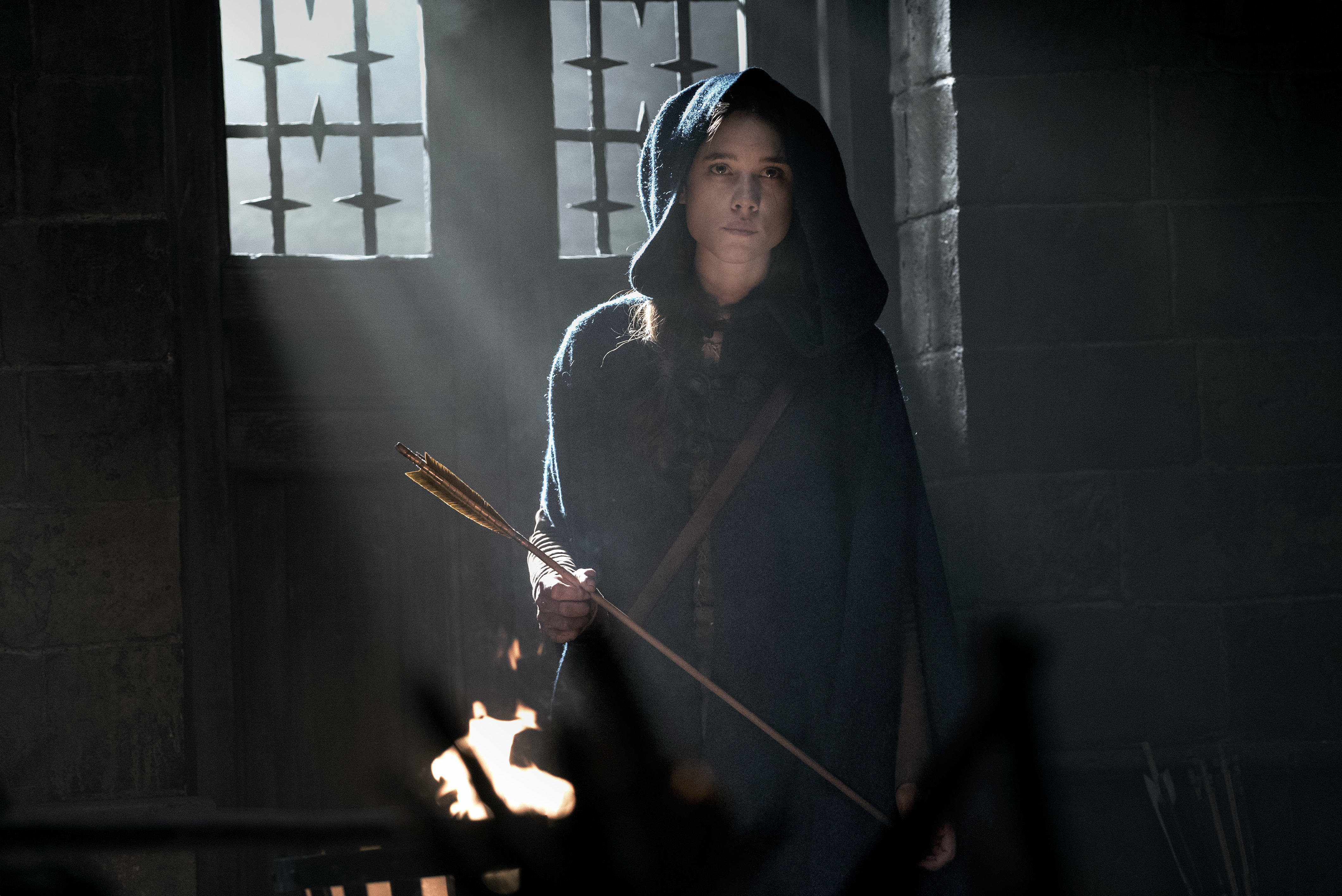 Astrid Bergès-Frisbey holding an arrow HD Wallpaper