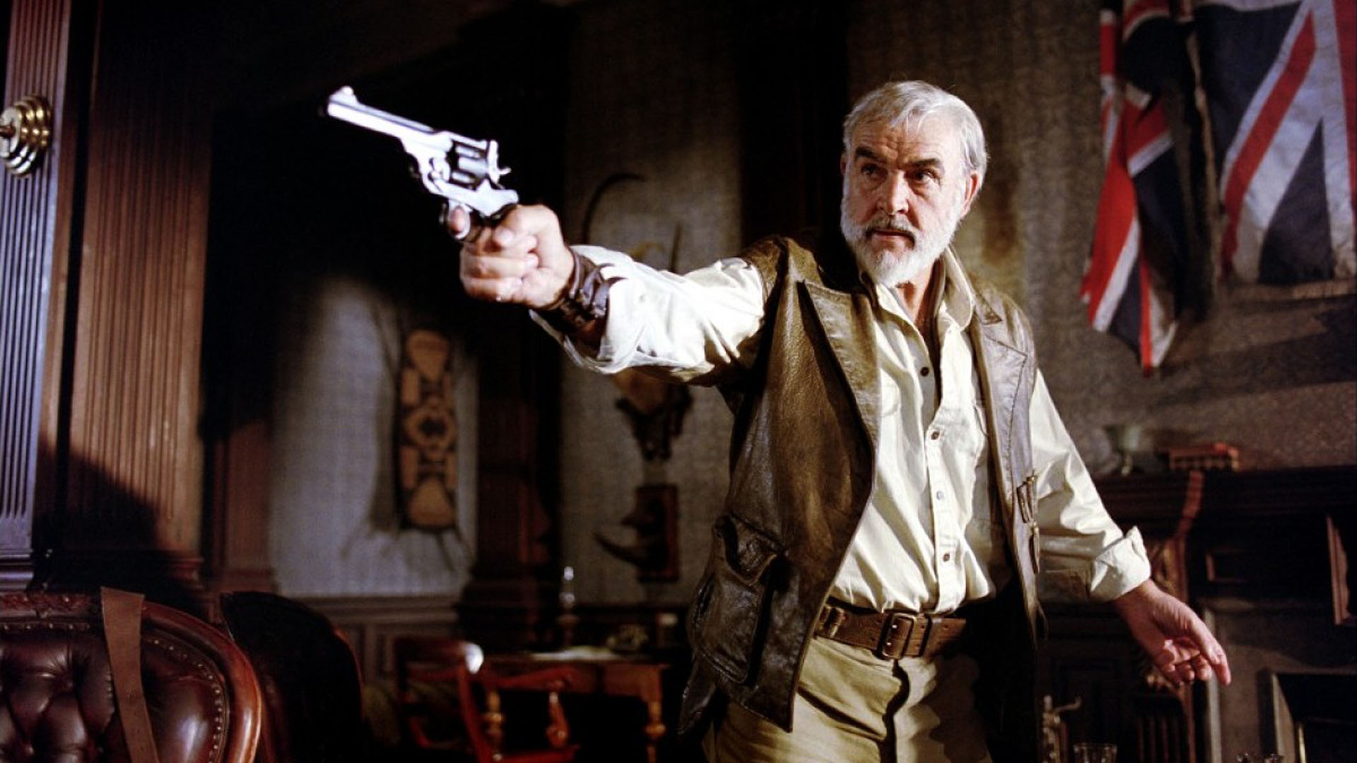 Sean Connery holding a revolver HD Wallpaper