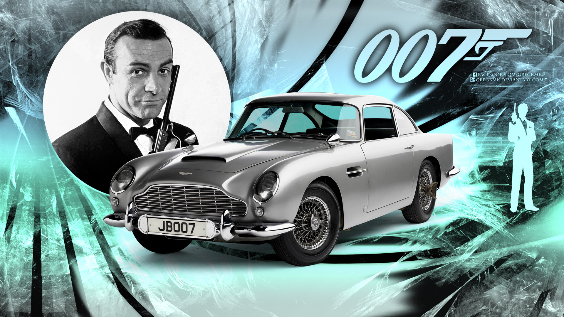 Sean Connery as James Bond with Aston Martin DB5 HD Wallpaper