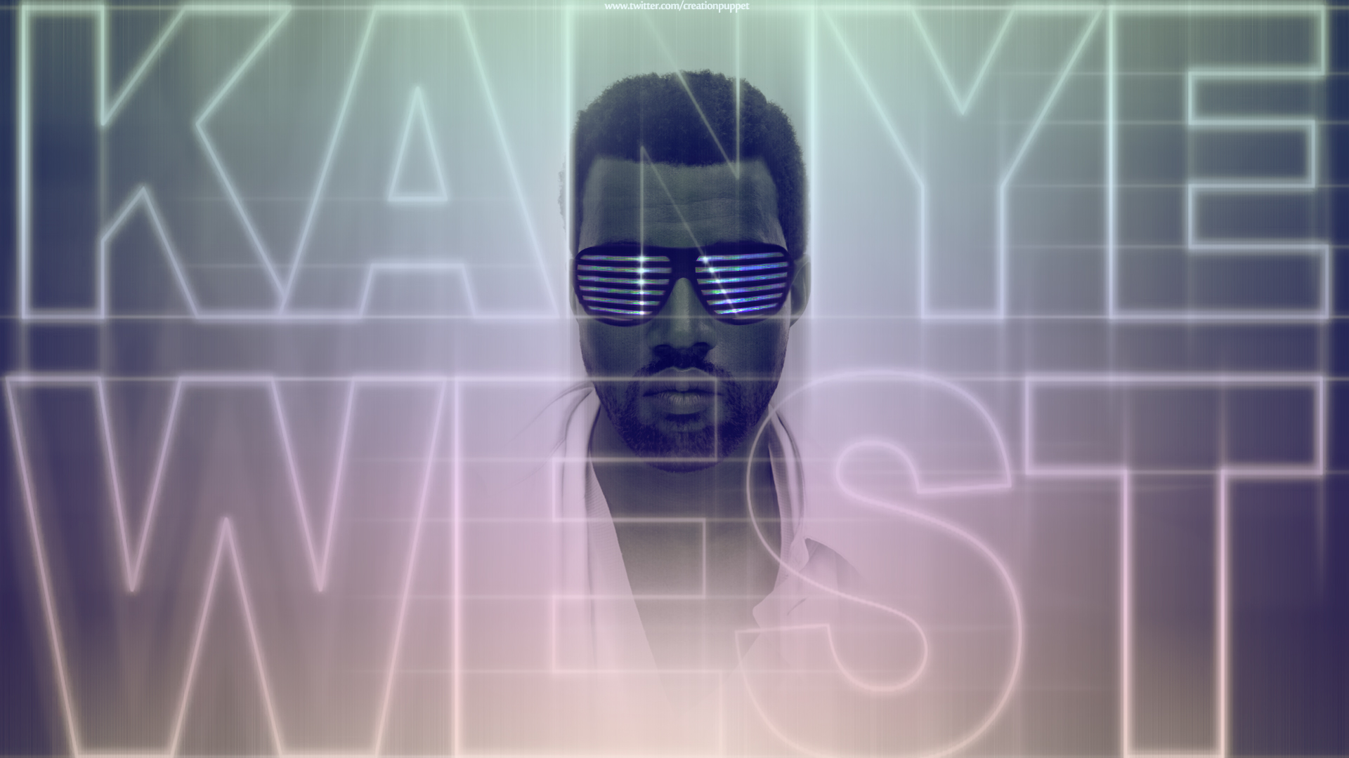 Kanye West with neon grid background HD Wallpaper