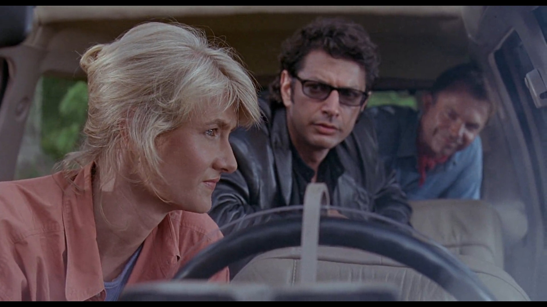Jeff Goldblum and others in a car HD Wallpaper