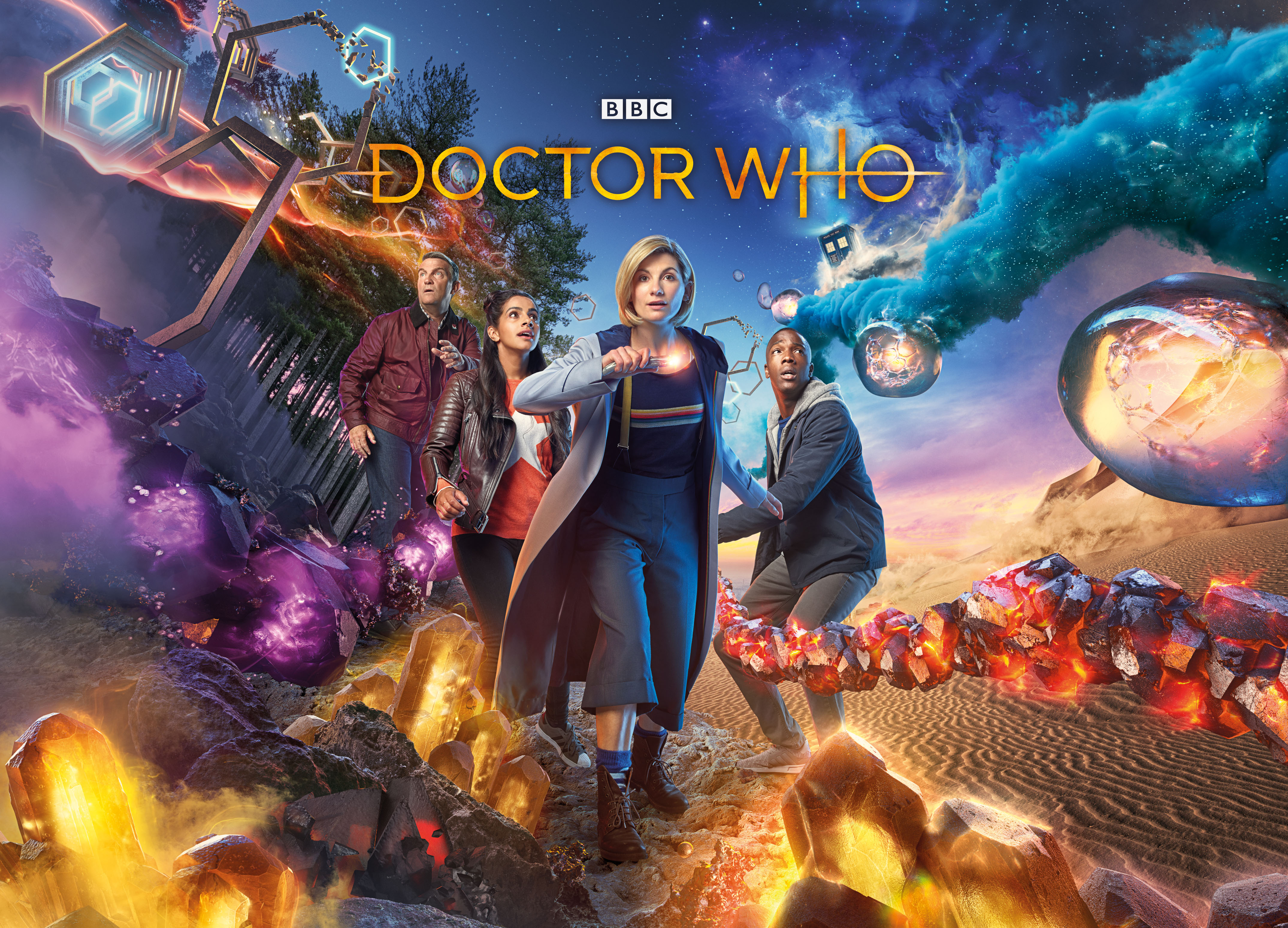 Doctor Who with Jodie Whittaker and companions HD Wallpaper