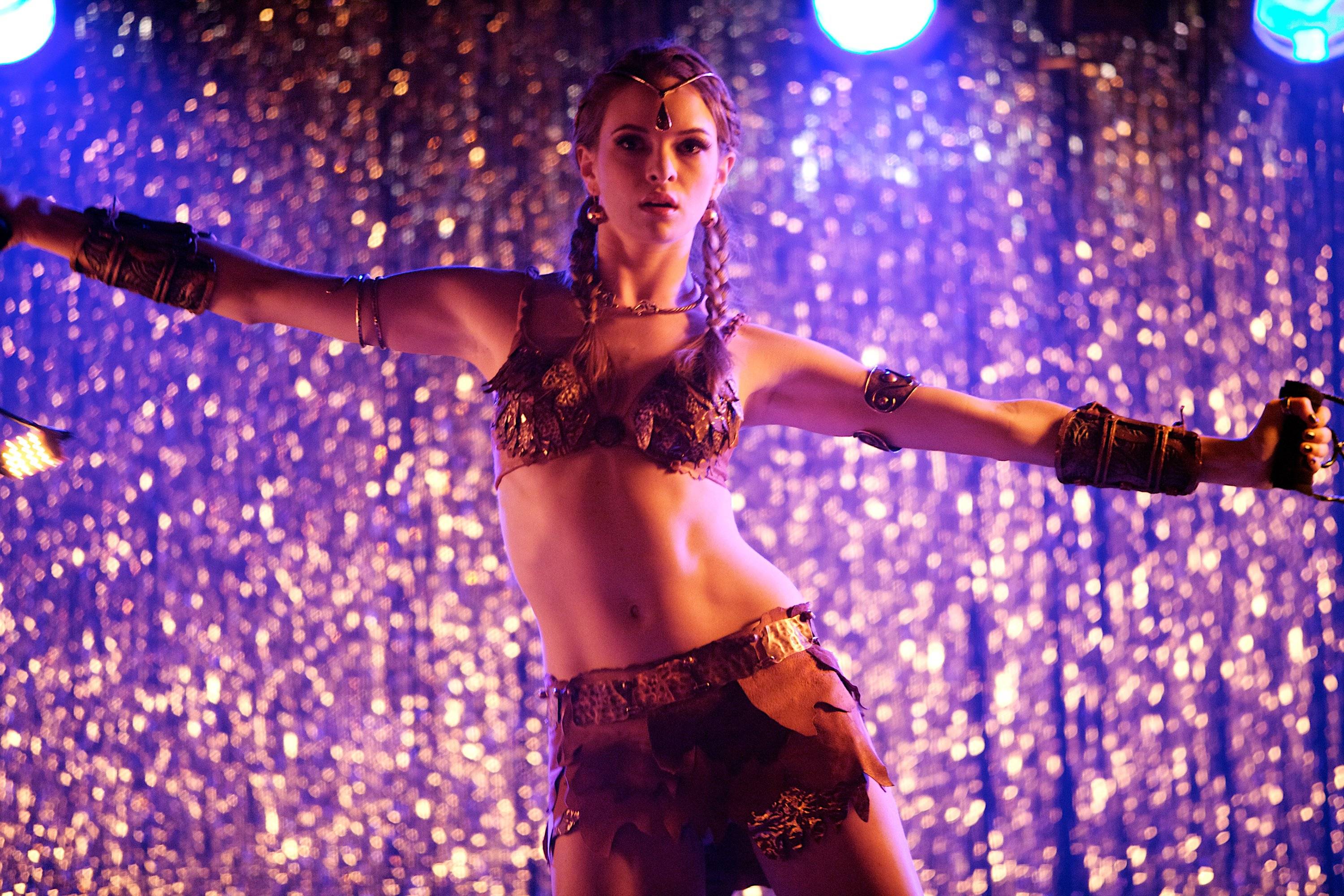 Danielle Panabaker in costume performing HD Wallpaper
