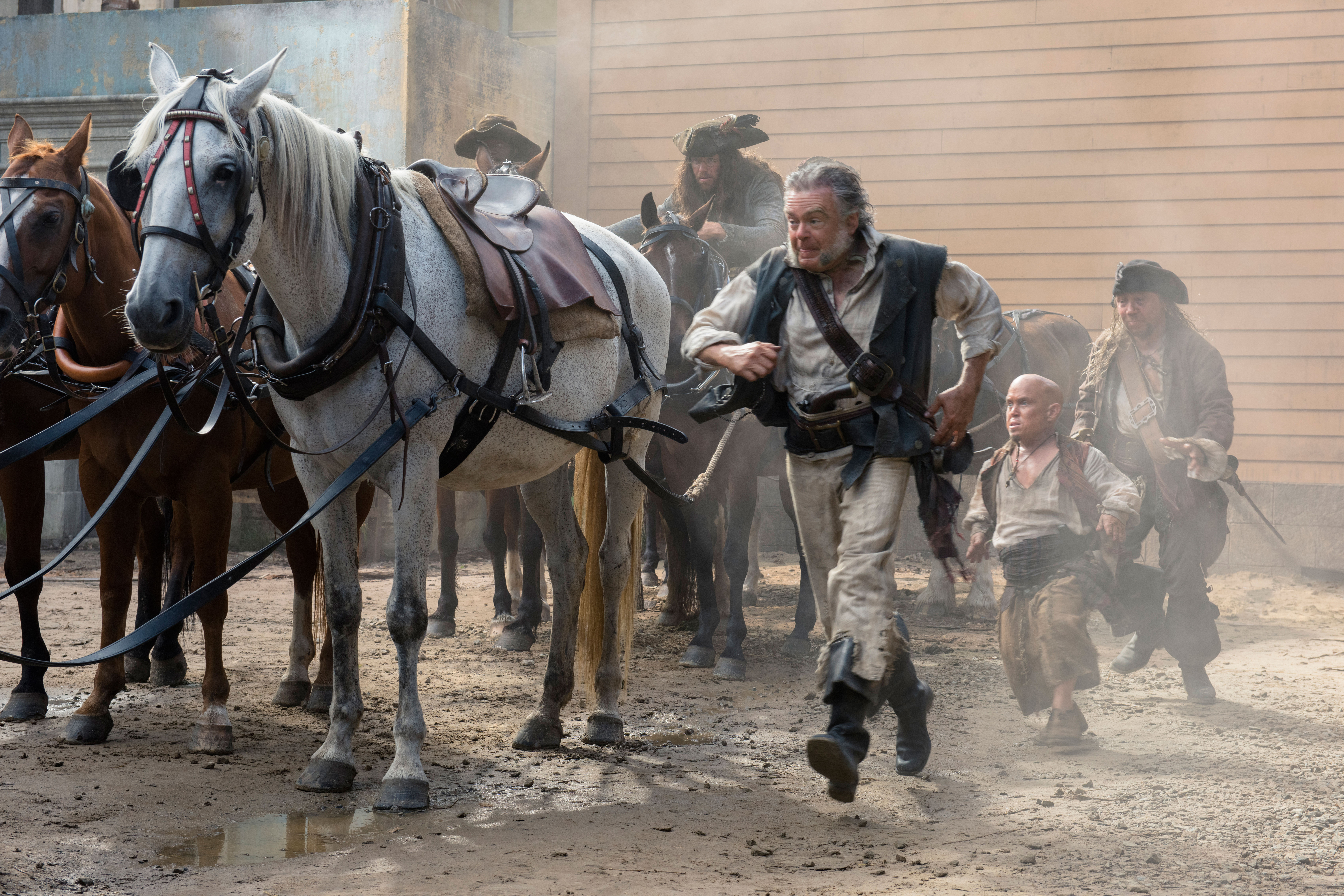 Kevin McNally and companions running with horses HD Wallpaper