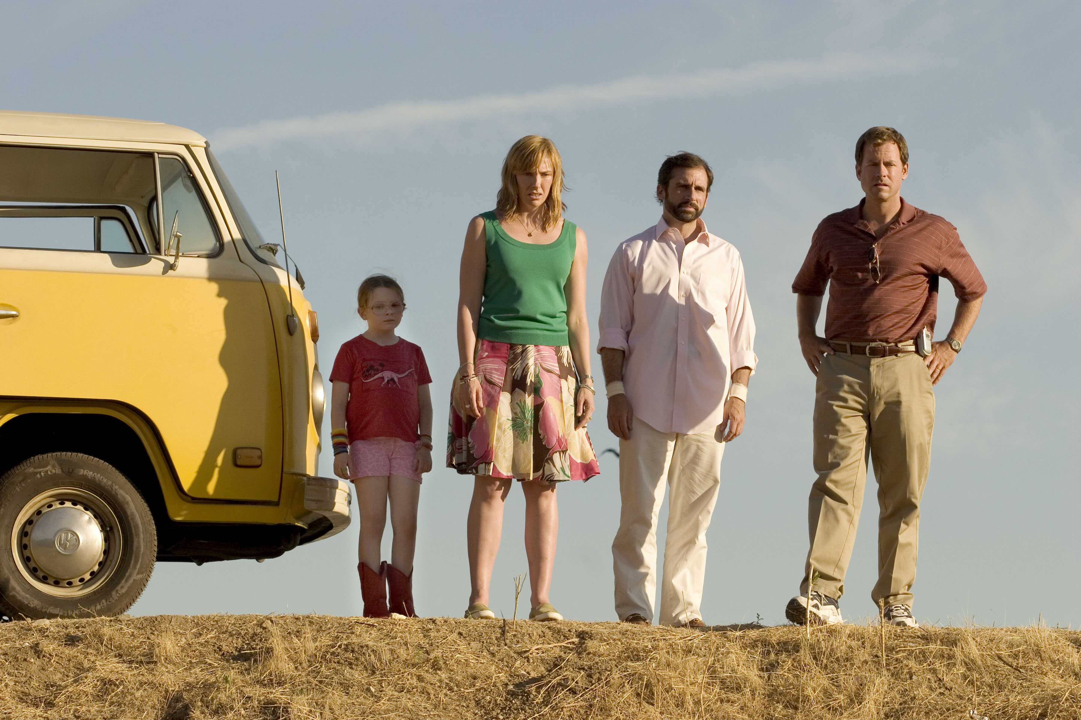 Family and friends with a yellow van HD Wallpaper