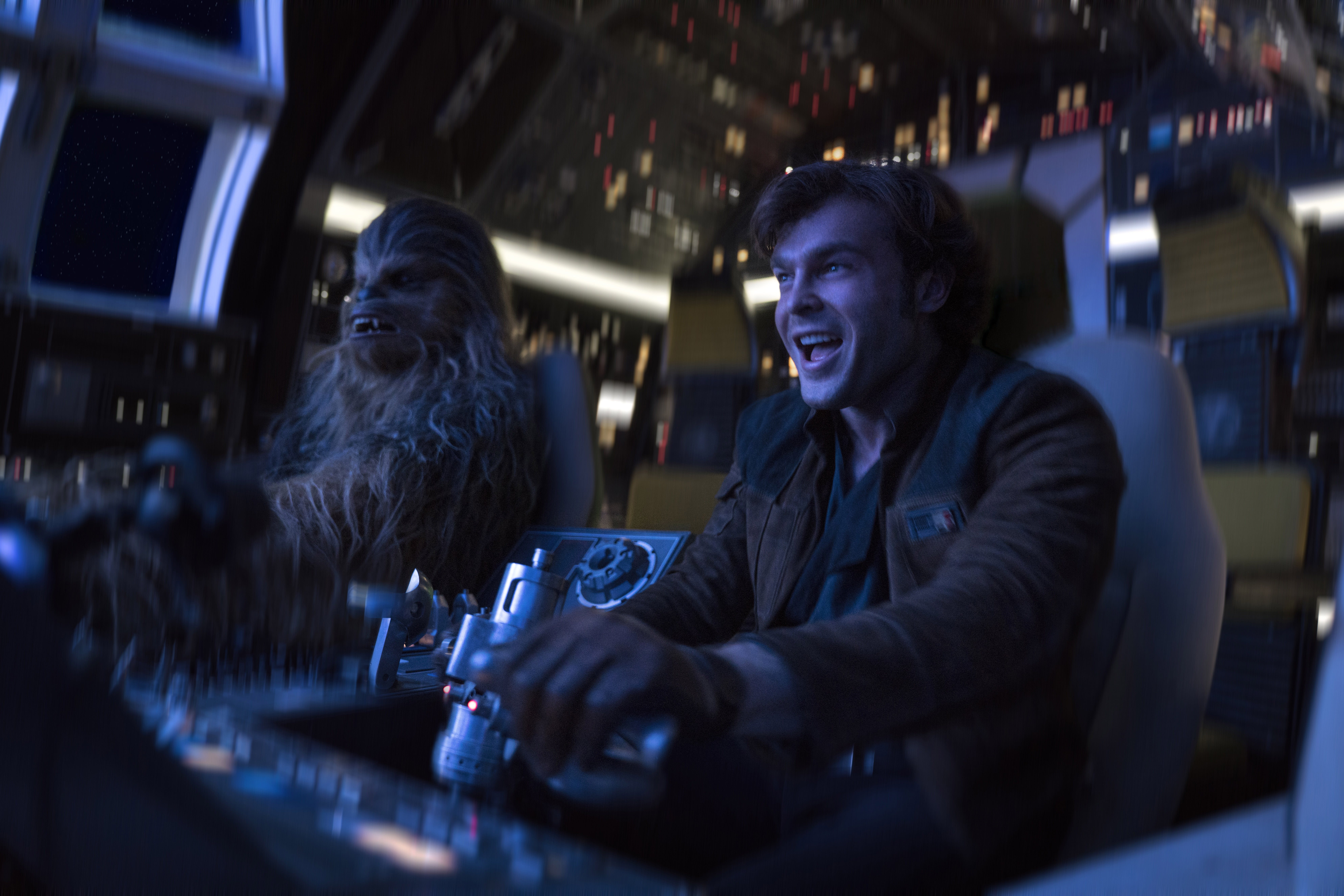 Han Solo and Chewbacca in the Millennium Falcon HD Wallpaper