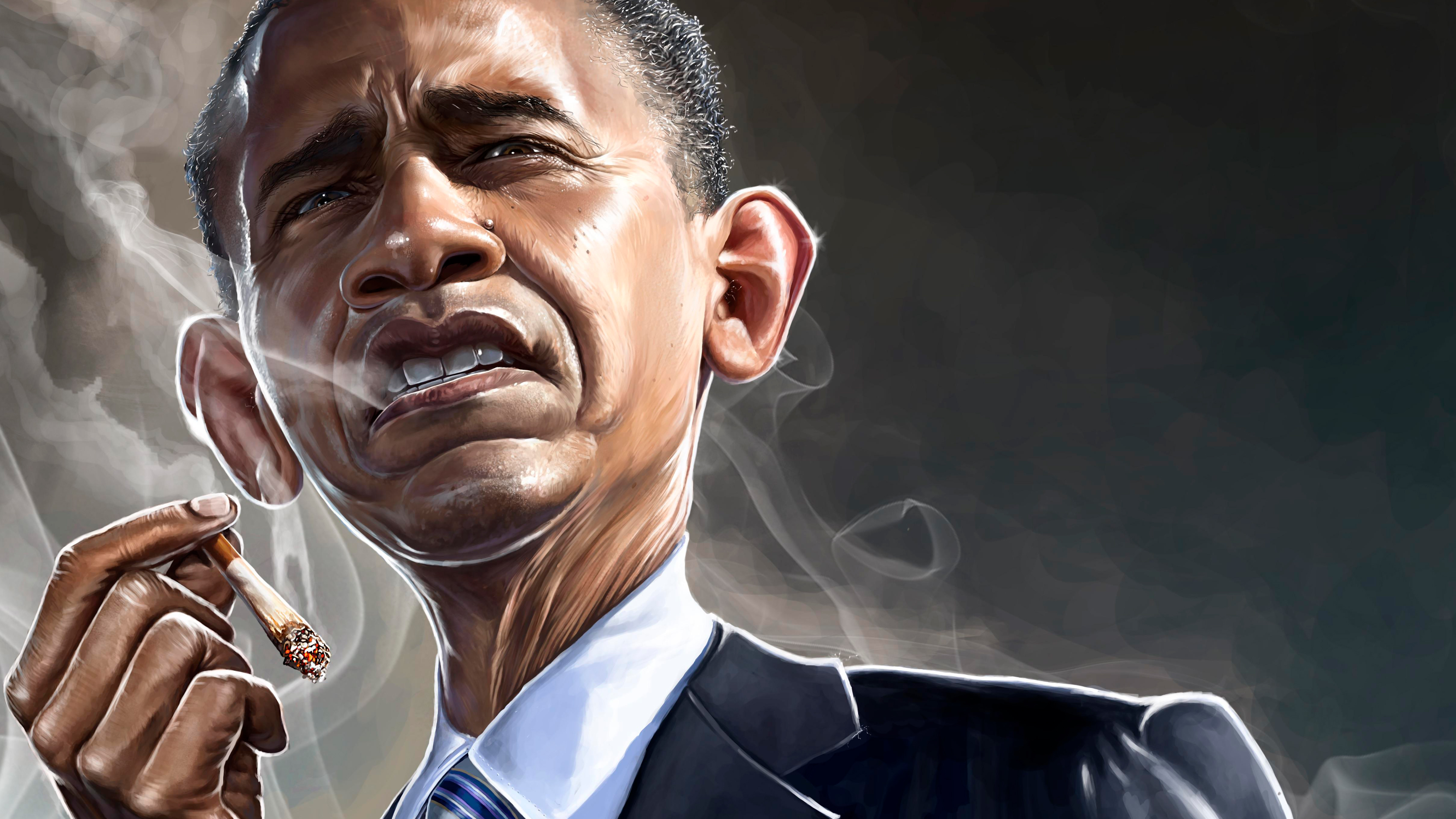 Barack Obama smoking a joint HD Wallpaper