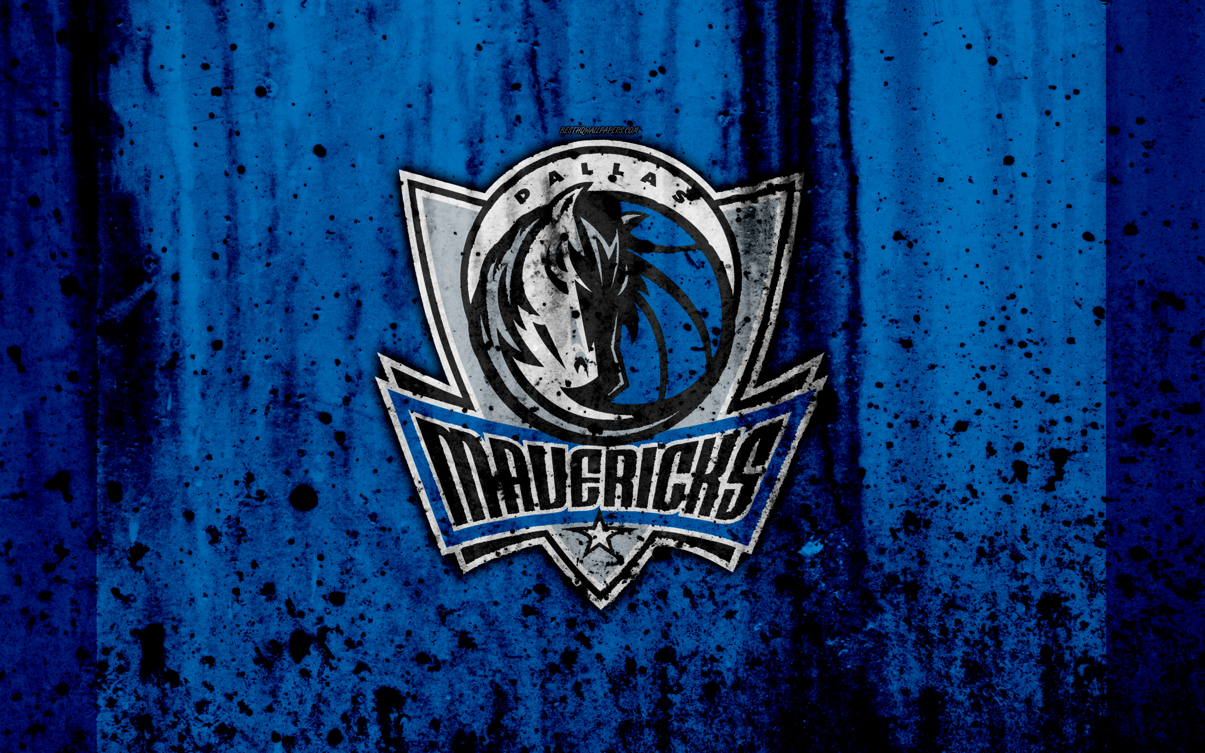 Dallas Mavericks Logo on Blue Grunge Background HD Wallpaper