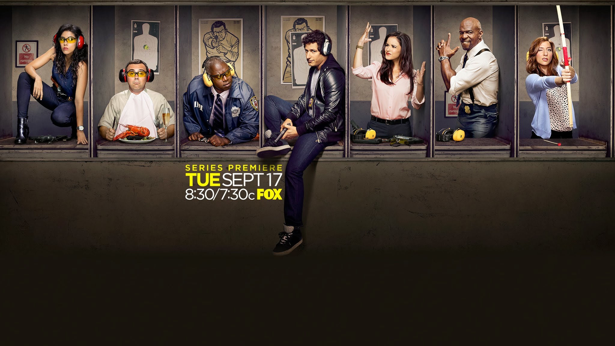 Brooklyn Nine-Nine cast at a shooting range HD Wallpaper
