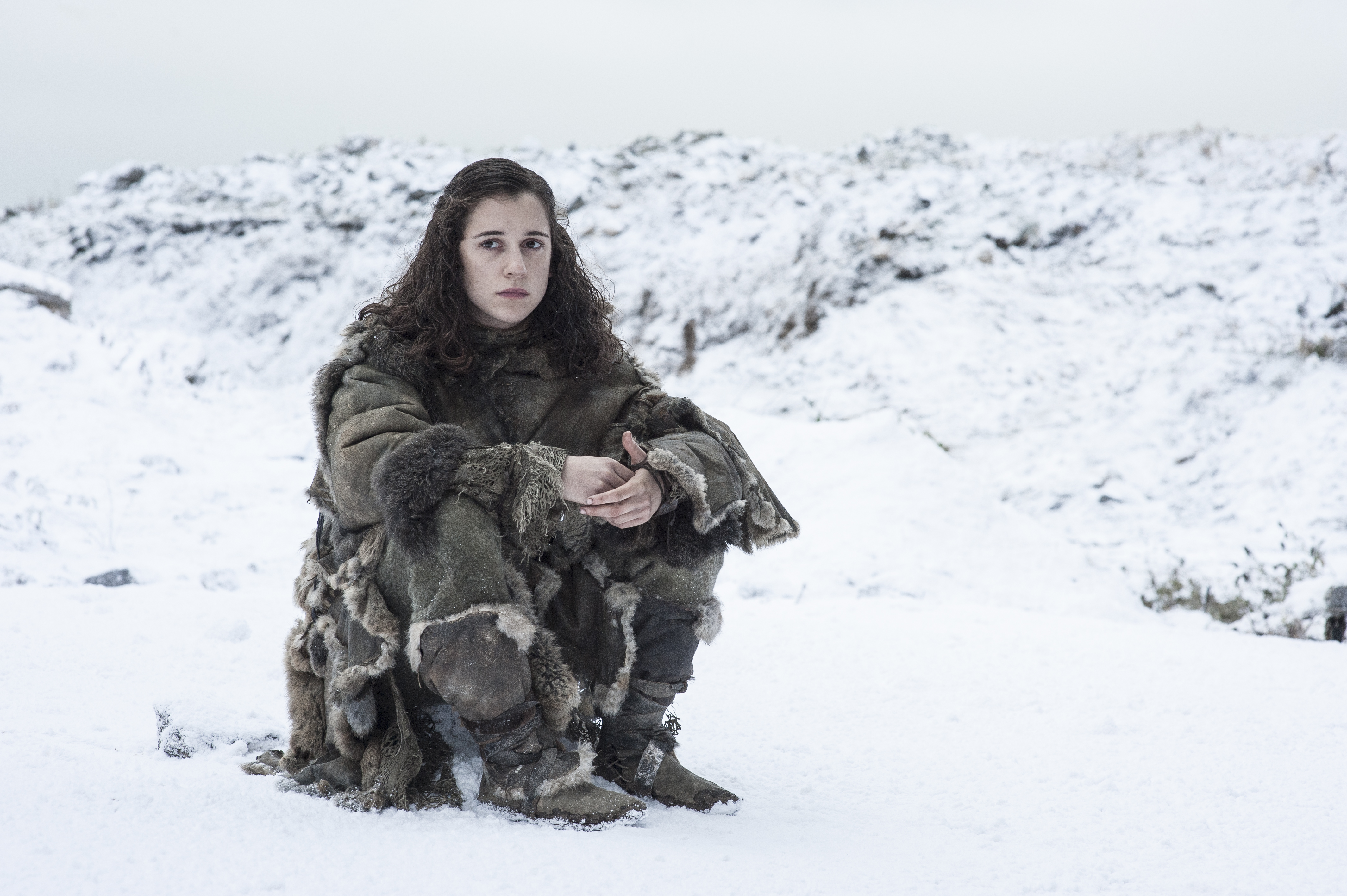 Ellie Kendrick in a snowy landscape HD Wallpaper