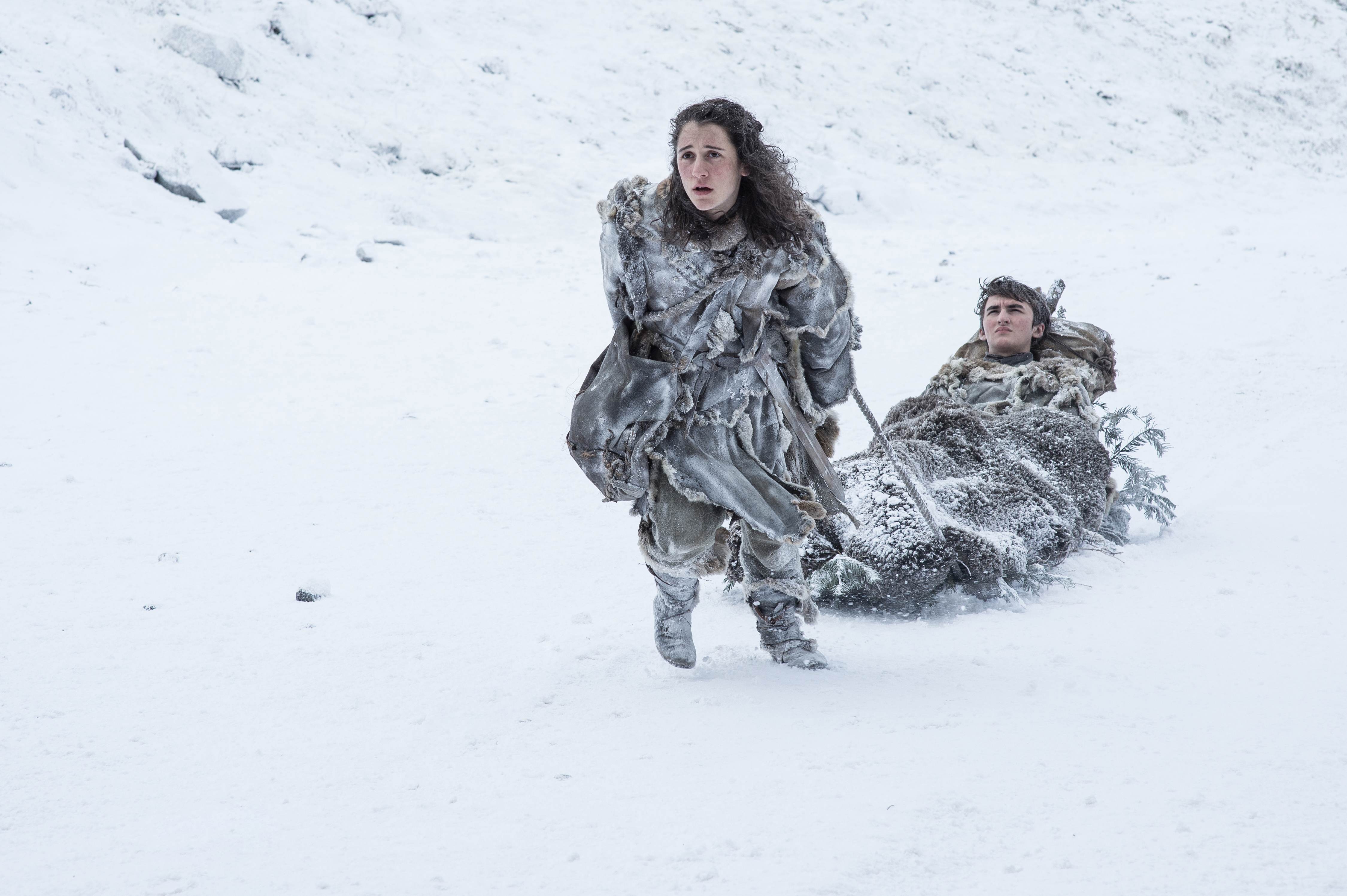 Ellie Kendrick in a snowy landscape HD Wallpaper