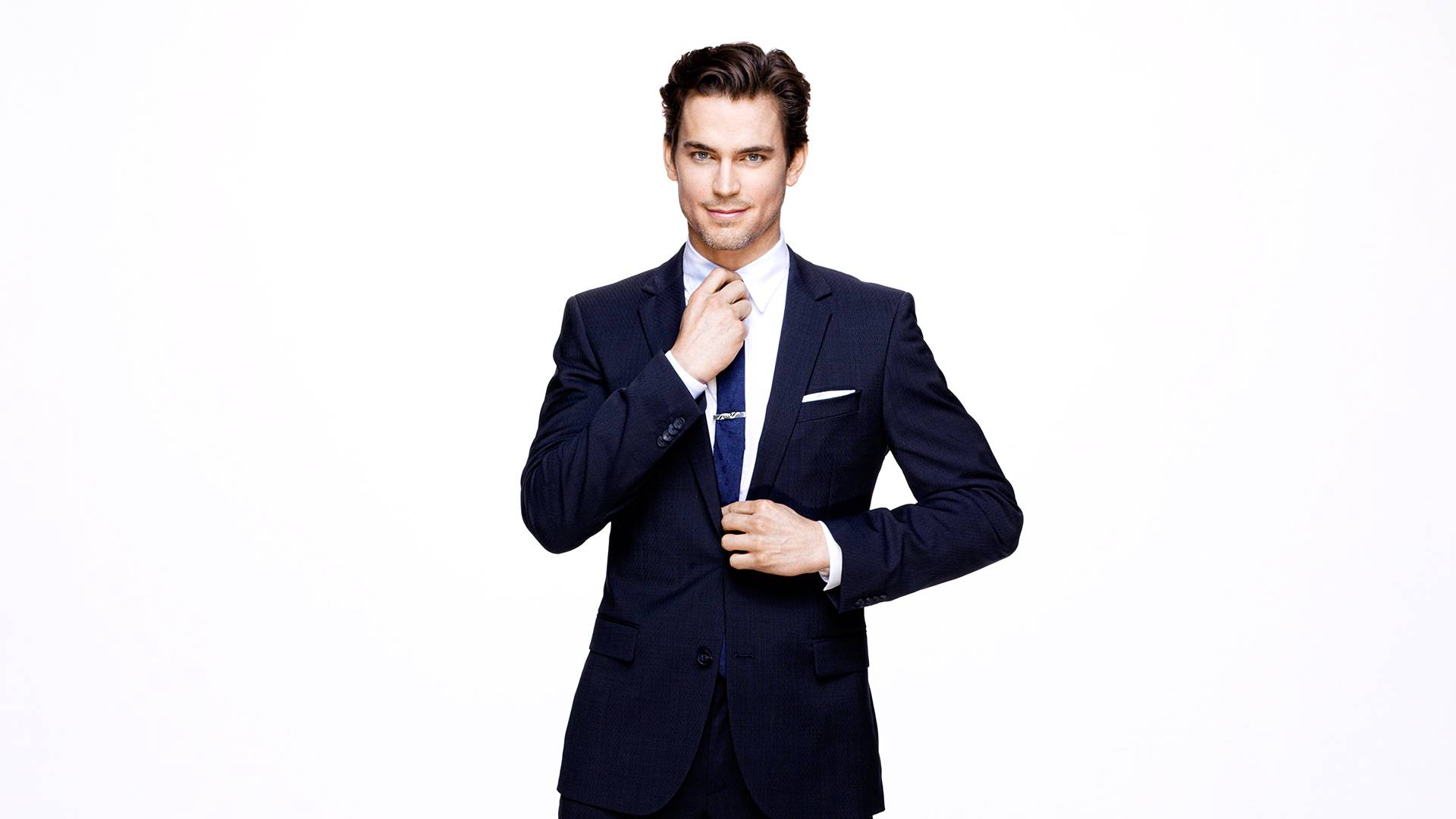 Matt Bomer in a Navy Suit HD Wallpaper
