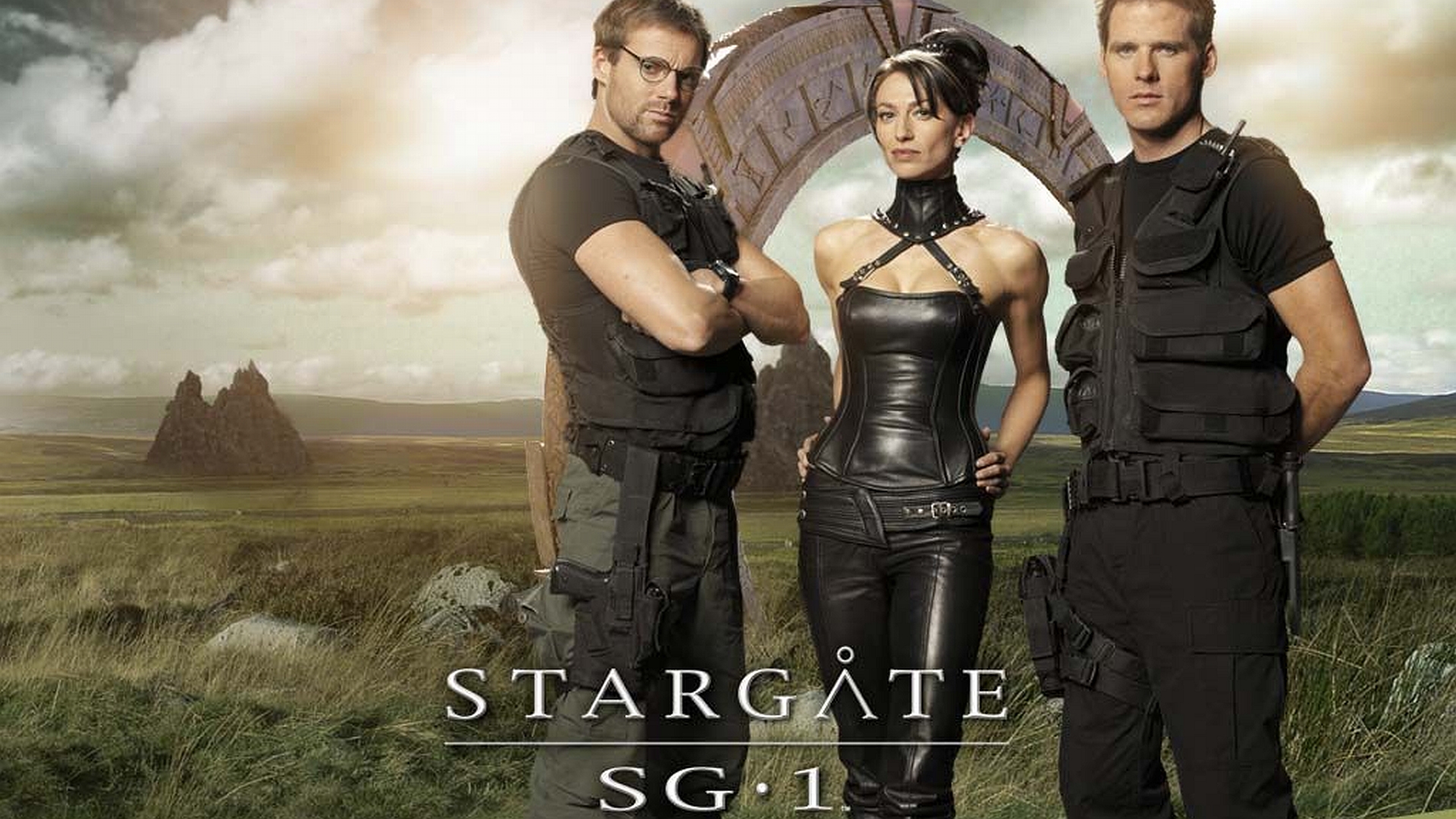 Stargate SG-1 characters in a landscape HD Wallpaper