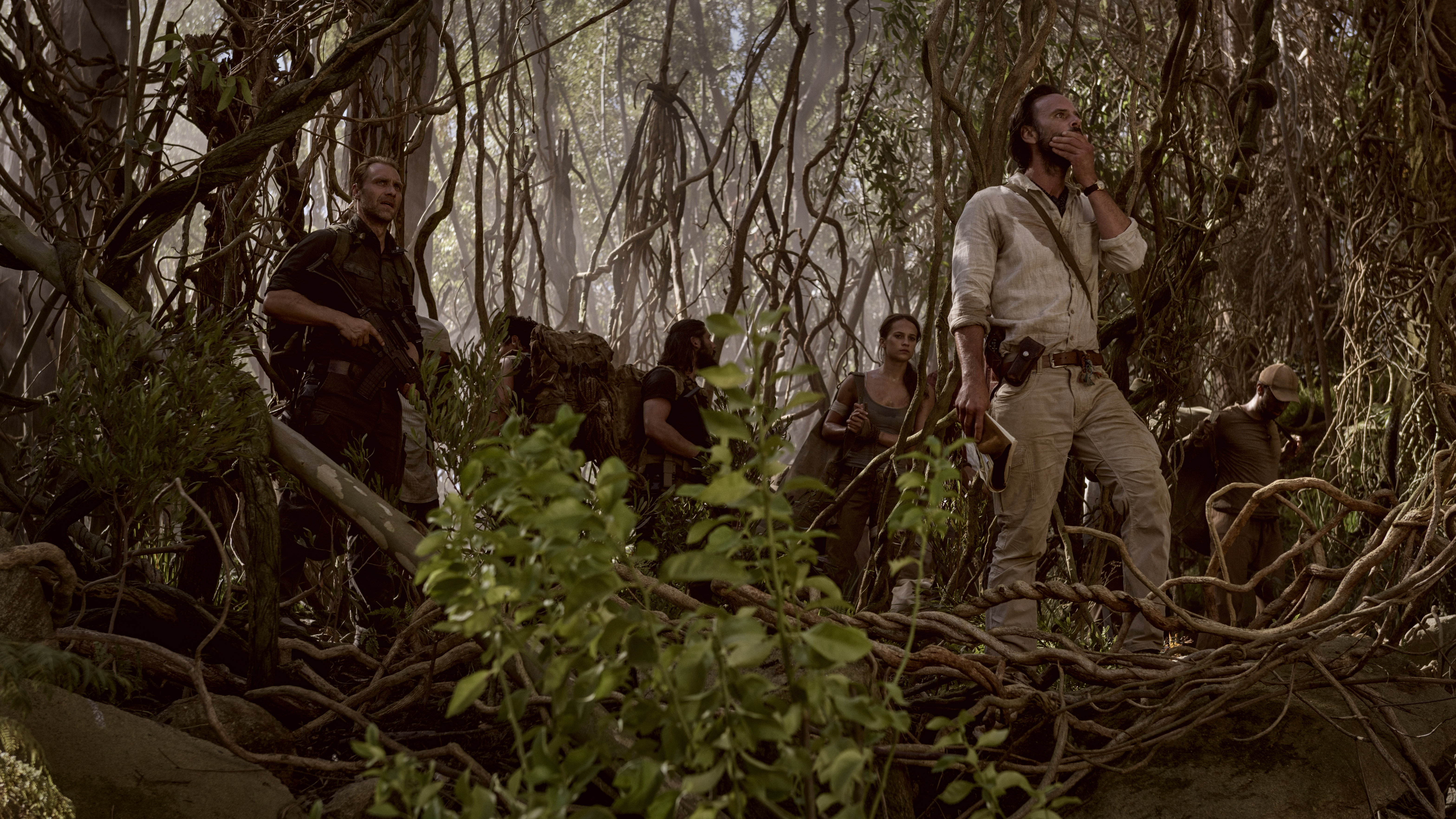Walton Goggins and group in jungle HD Wallpaper