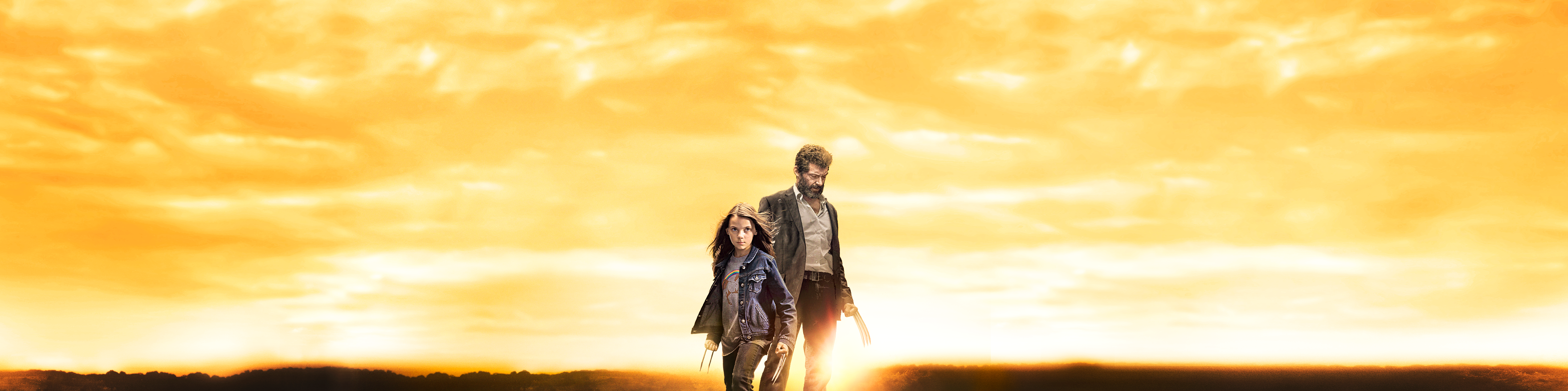 Logan and Dafne Keen in a sunset landscape HD Wallpaper