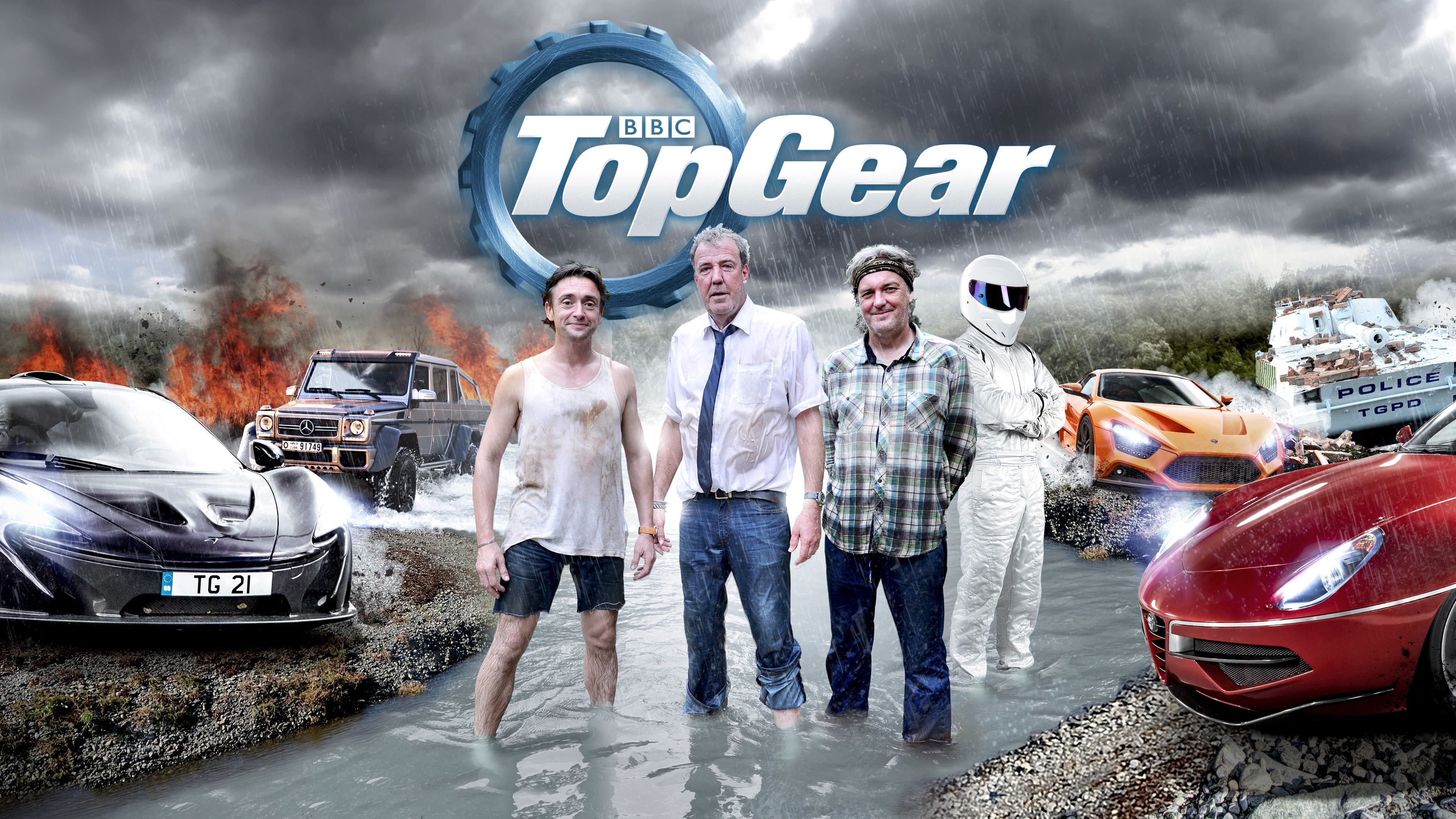 Top Gear with Jeremy Clarkson, Richard Hammond, James May, and The Stig HD Wallpaper