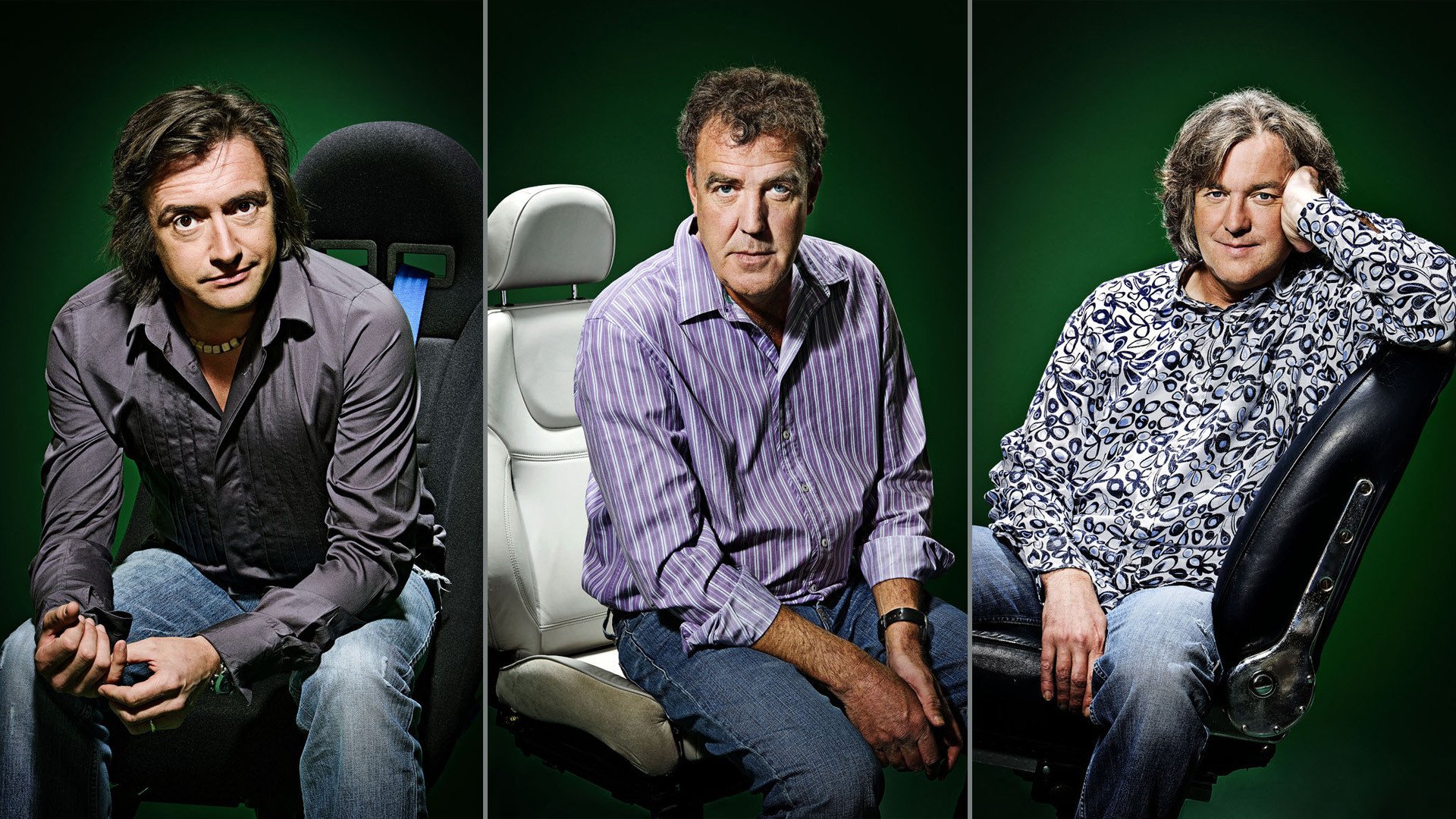 James May and two men sitting in car seats HD Wallpaper