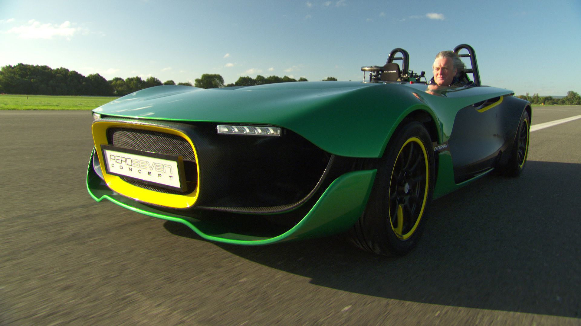 James May driving a green AeroSeven Concept car HD Wallpaper