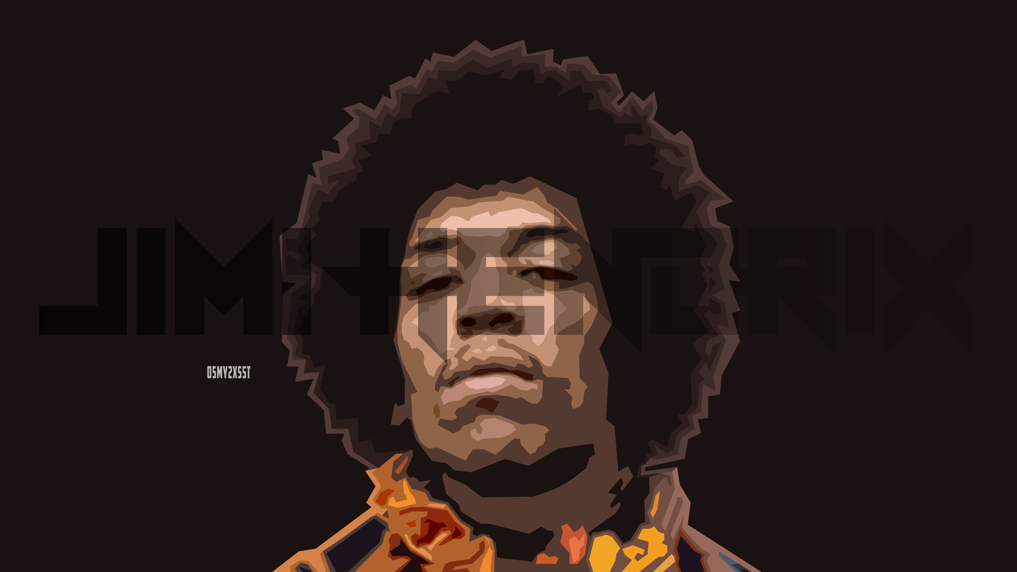 Jimi Hendrix portrait with text HD Wallpaper