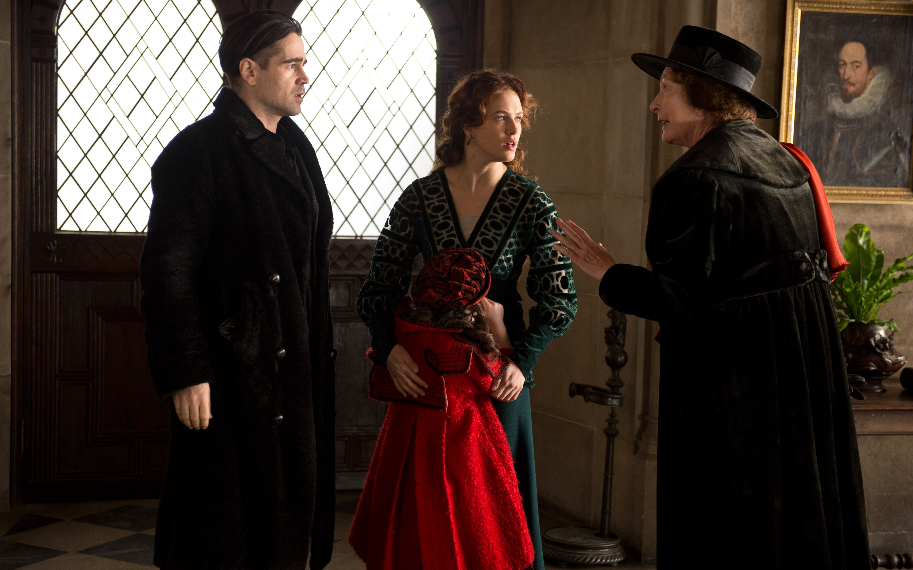 Colin Farrell, Jessica Brown Findlay, and Emma Thompson in Winter's Tale HD Wallpaper