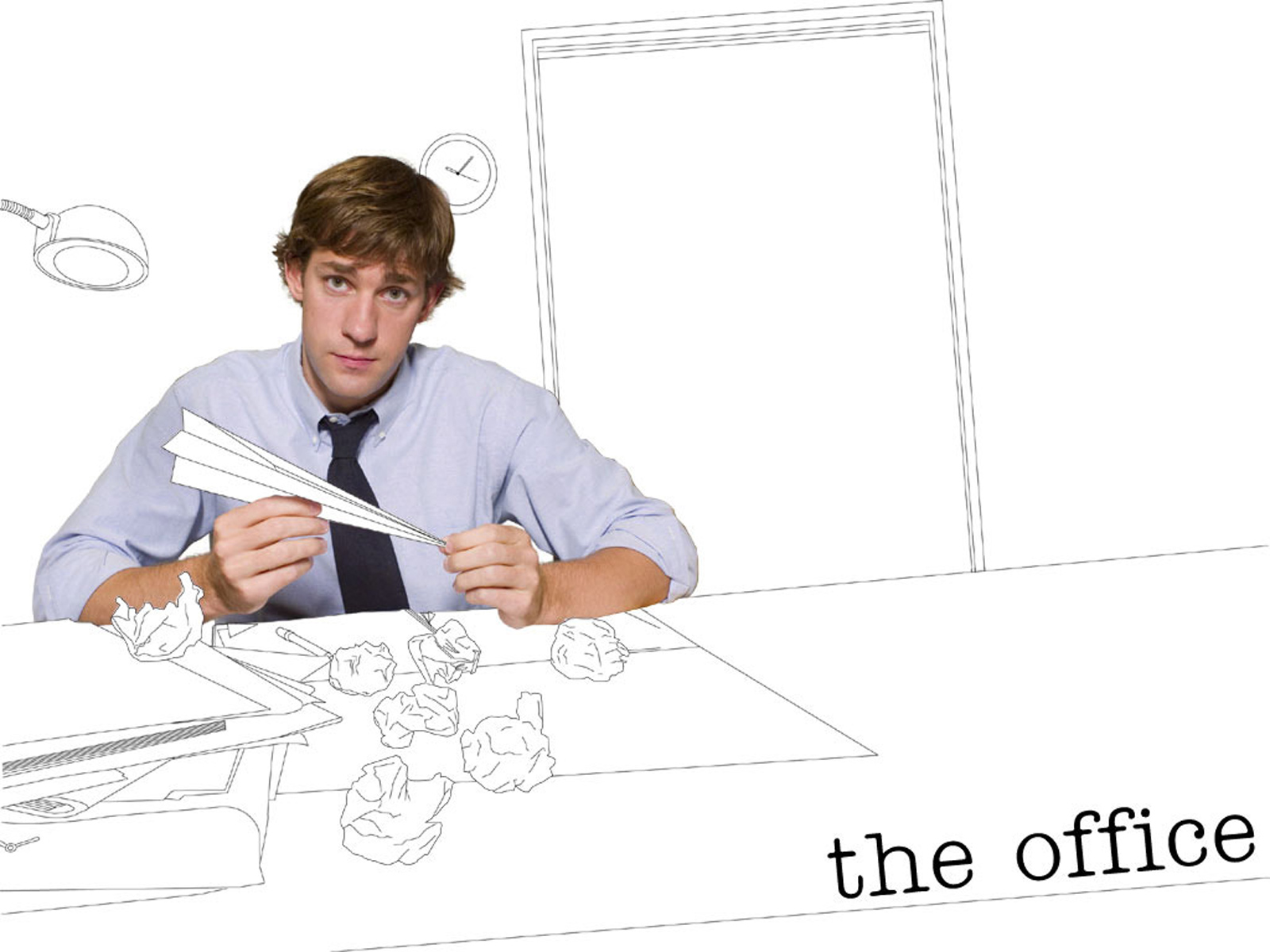 John Krasinski from The Office holding a paper airplane HD Wallpaper