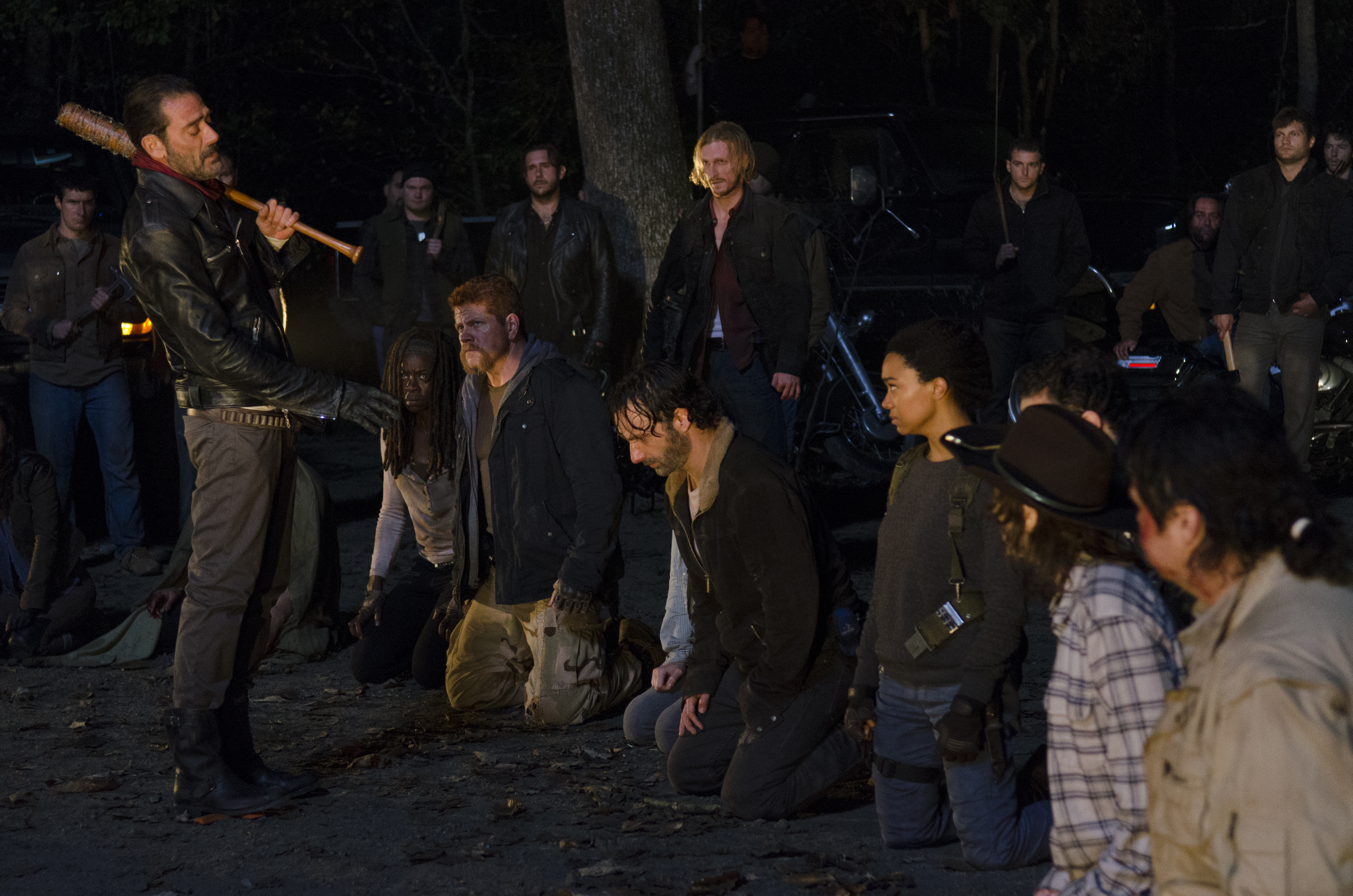 Negan from The Walking Dead with captured survivors HD Wallpaper