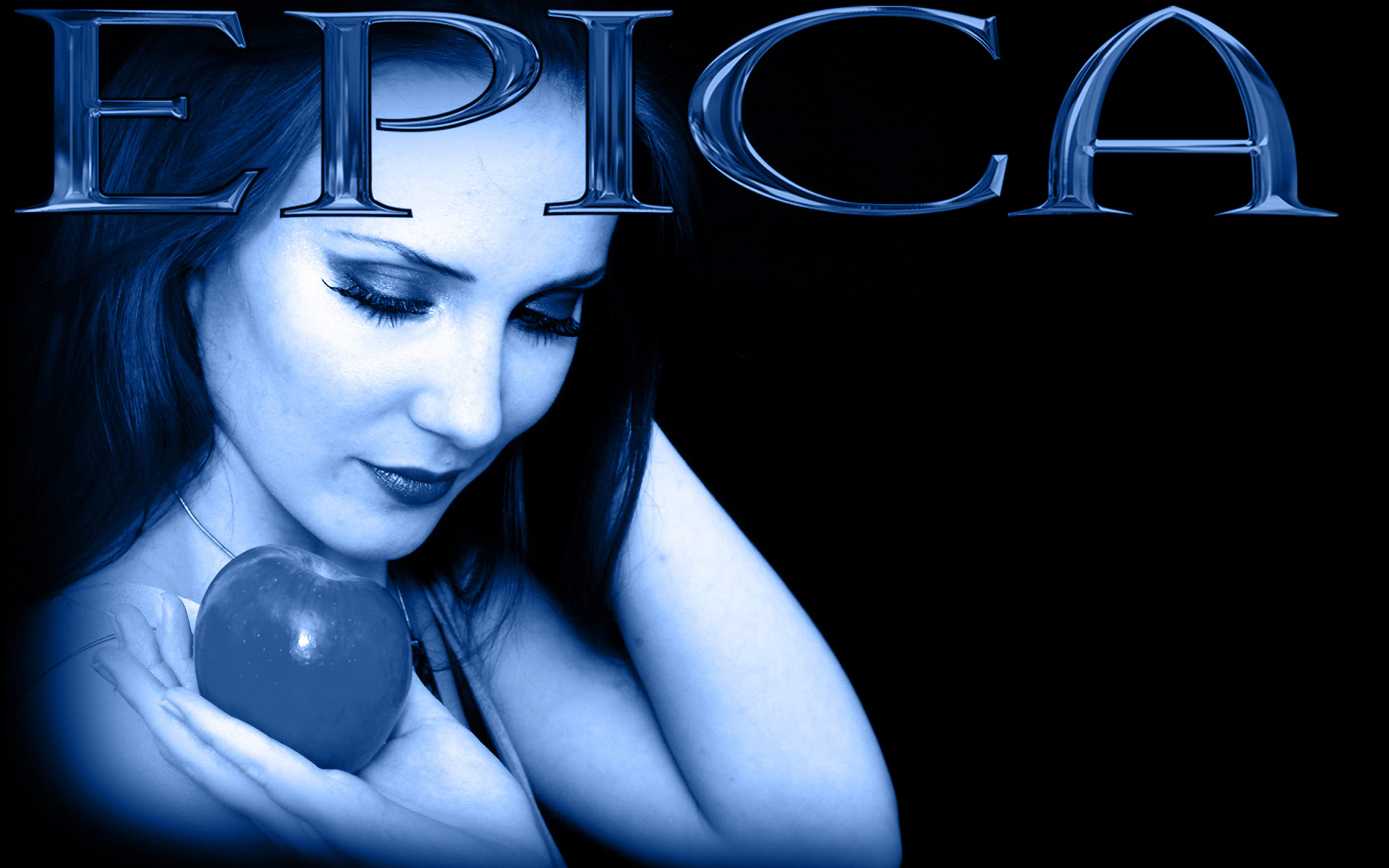 Simone Simons holding an apple HD Wallpaper