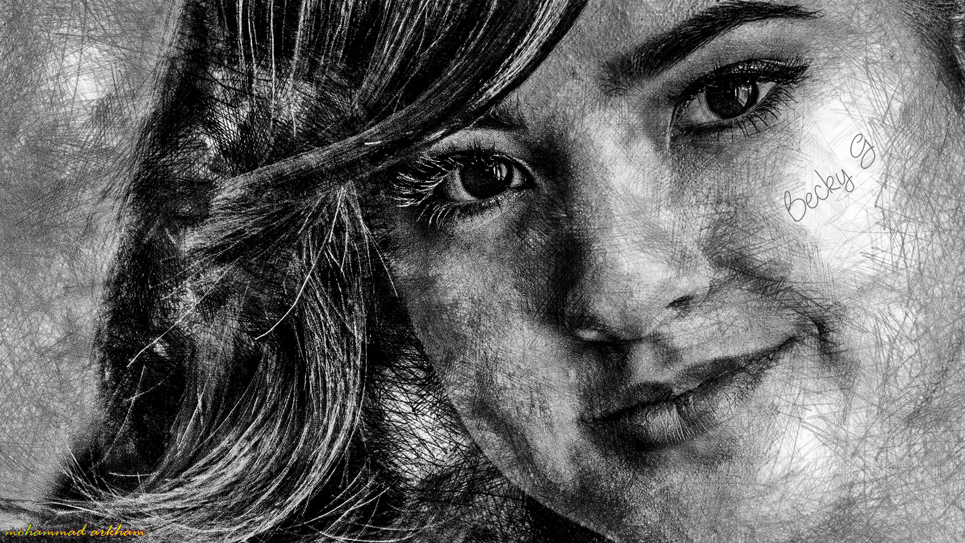 Becky G portrait sketch HD Wallpaper