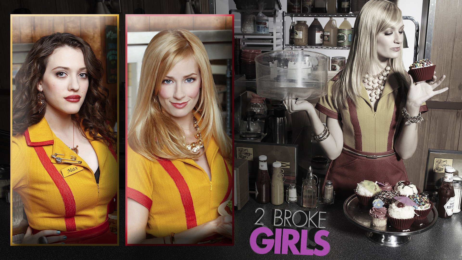 Max and Caroline from 2 Broke Girls HD Wallpaper
