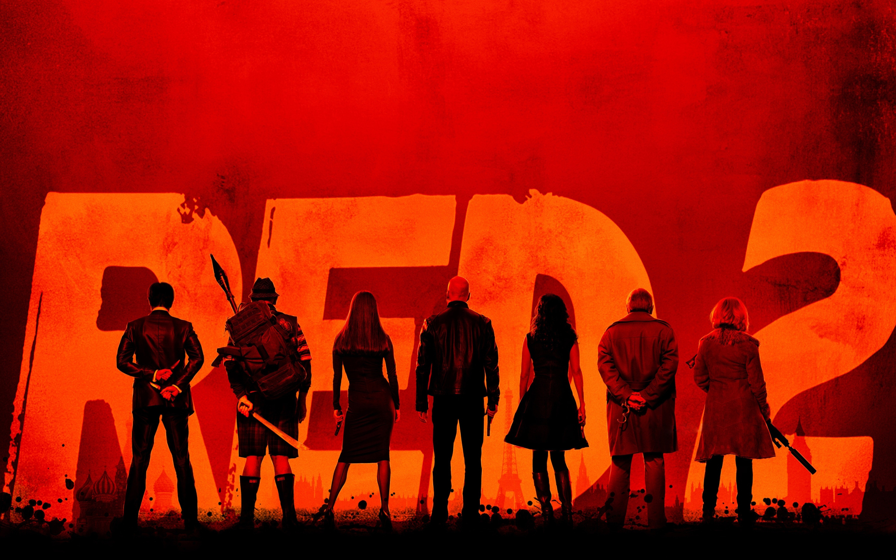 RED 2 movie poster with cast HD Wallpaper