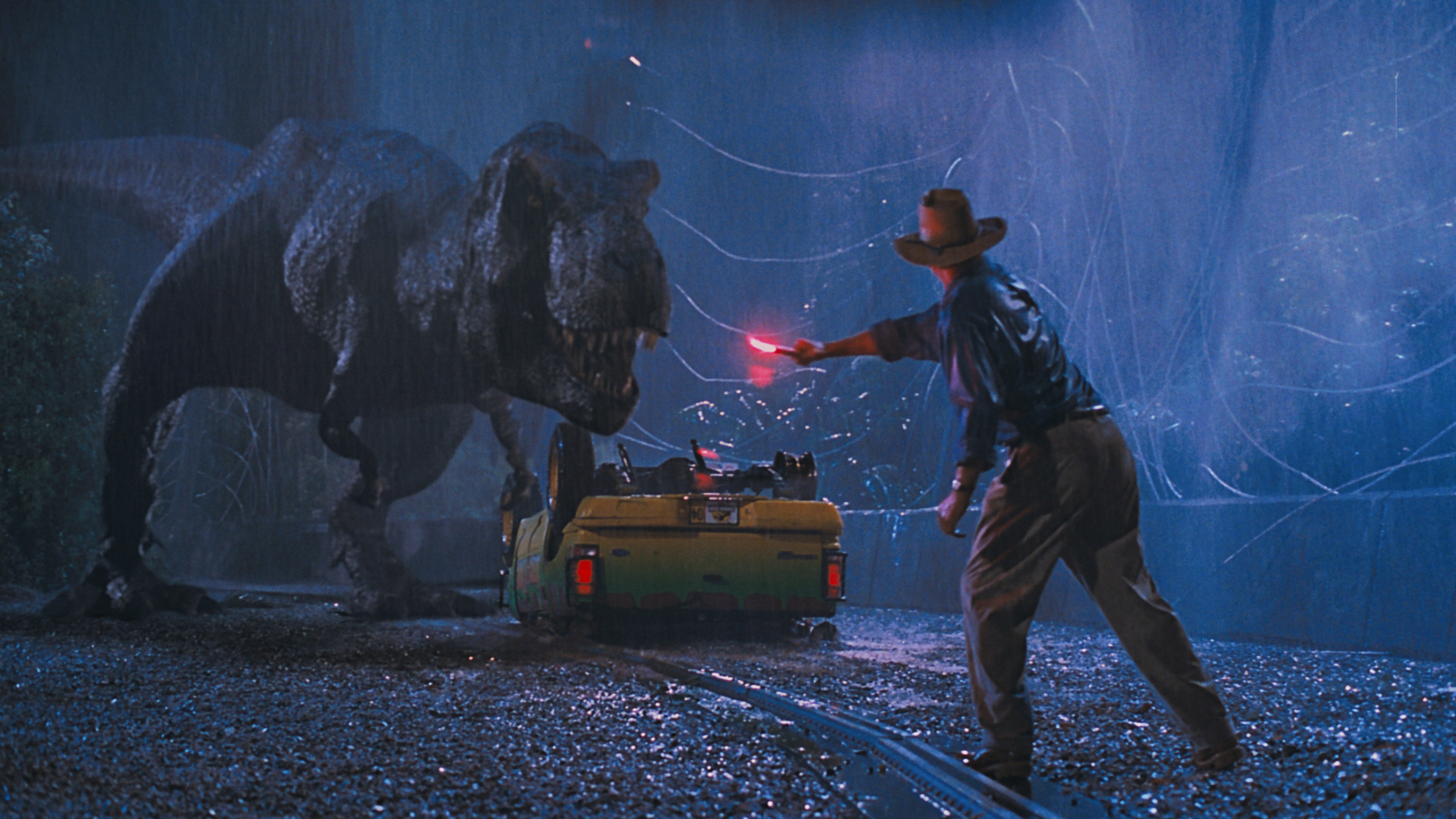 Sam Neill and T-Rex from Jurassic Park HD Wallpaper