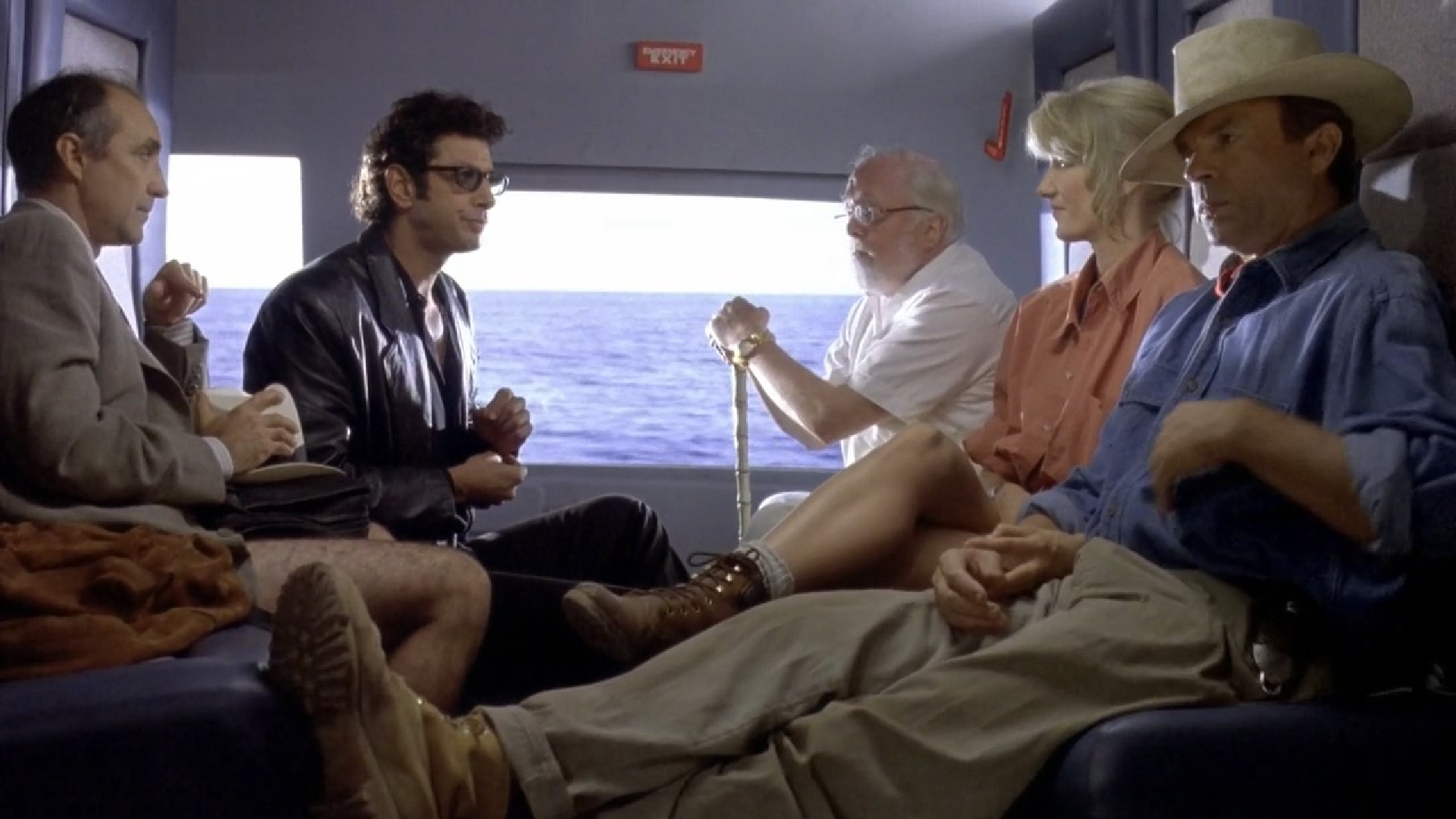 People on a boat trip in Jurassic Park HD Wallpaper
