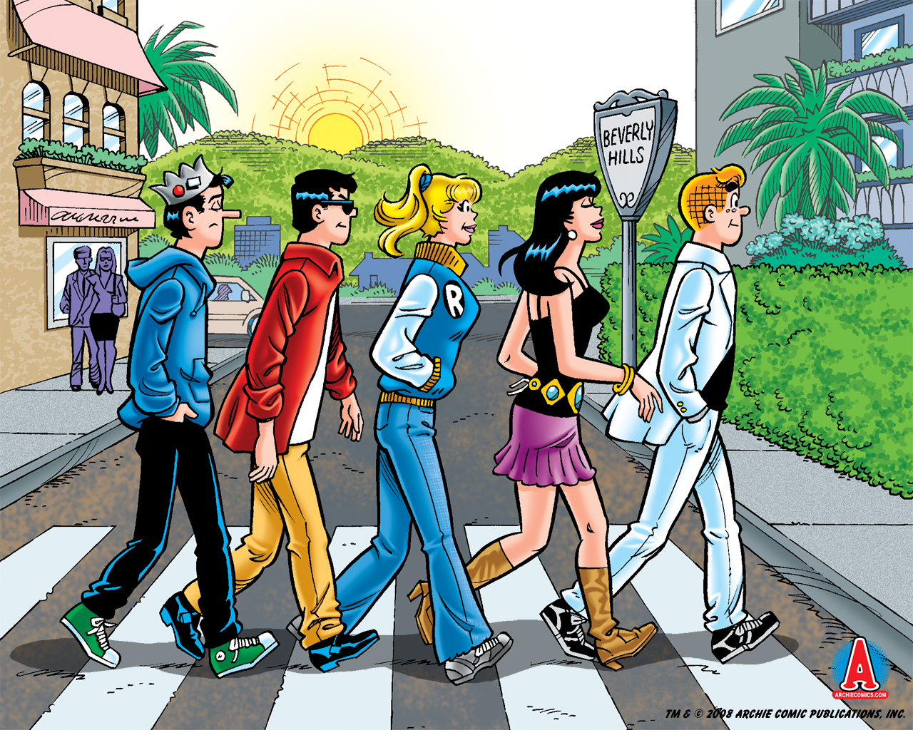 Archie Characters Crossing Abbey Road in Beverly Hills HD Wallpaper